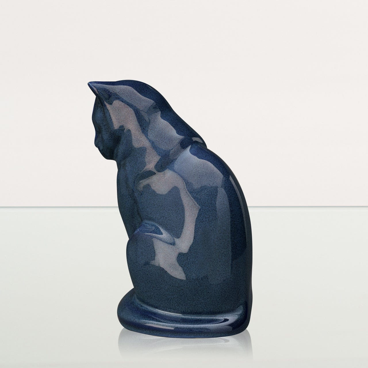 Neko Pet Urn for Ashes - Blue Melange | Ceramic | Handmade Cat Urn - Pulvis Art Urns