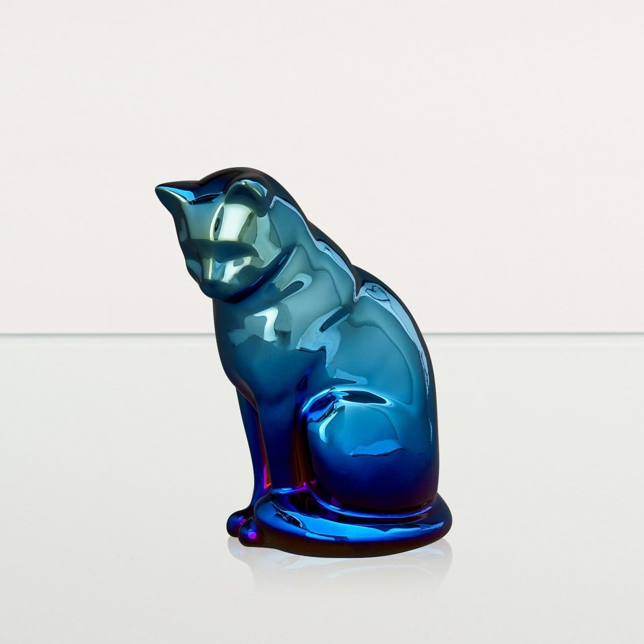 Neko Pet Urn for Ashes - Glossy Blue | Ceramic | Handmade - Pulvis Art Urns