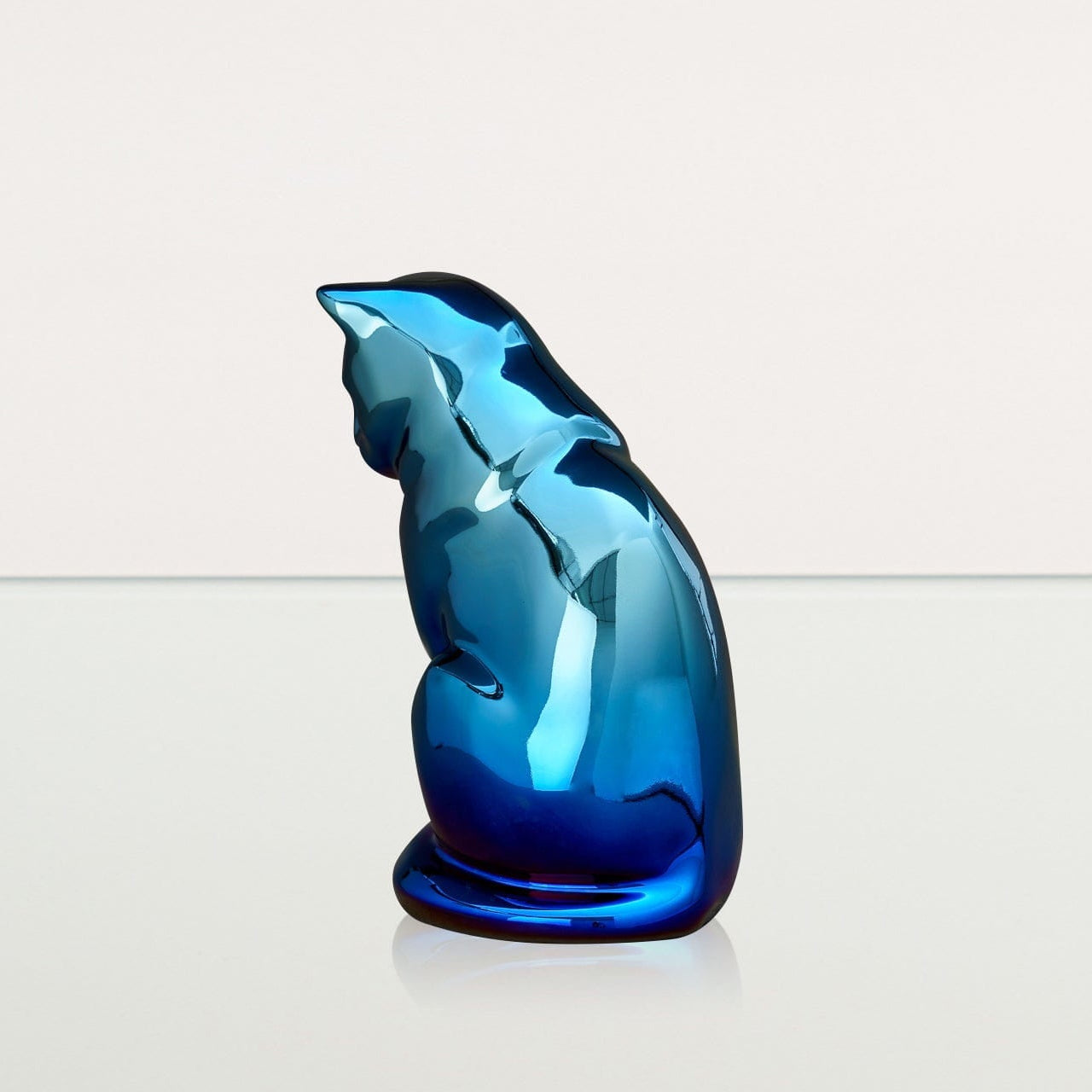 Neko Pet Urn for Ashes - Glossy Blue | Ceramic | Handmade - Pulvis Art Urns