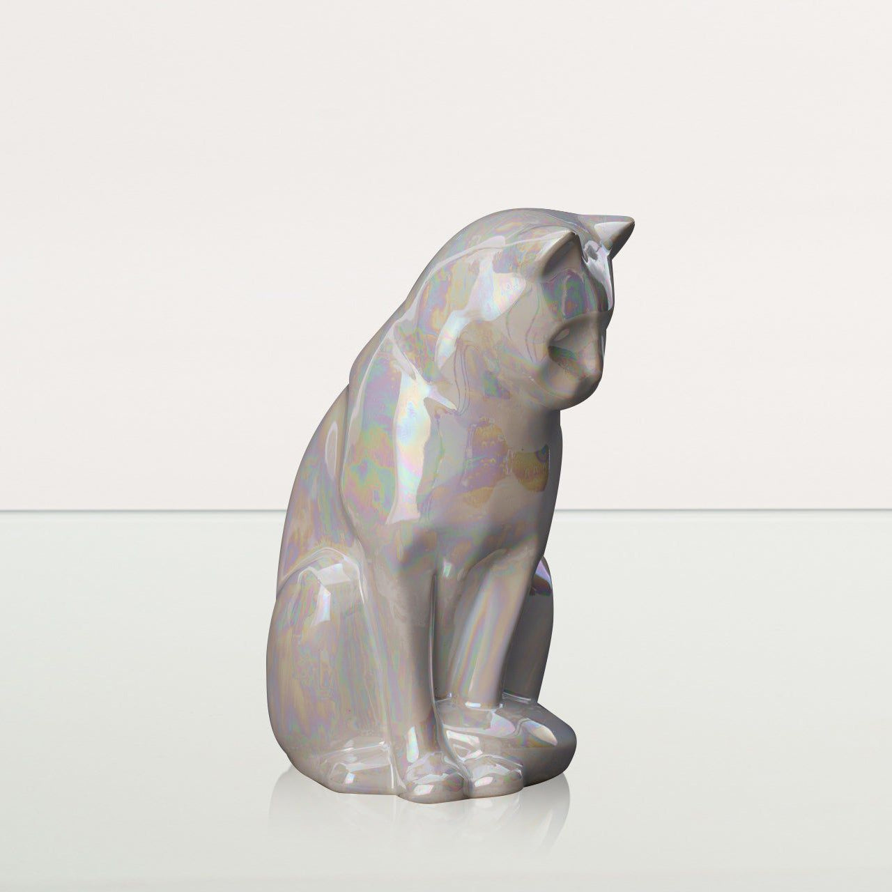 Neko Pet Urn for Ashes - Pearl White | Ceramic | Handmade Cat Urn - Pulvis Art Urns