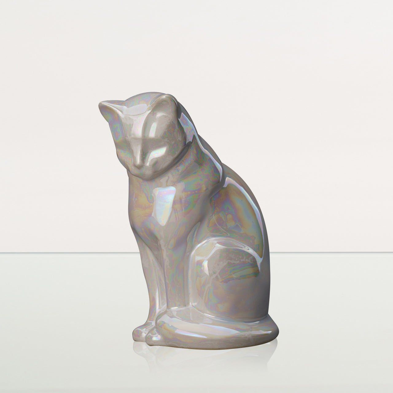 Neko Pet Urn for Ashes - Pearl White | Ceramic | Handmade Cat Urn - Pulvis Art Urns