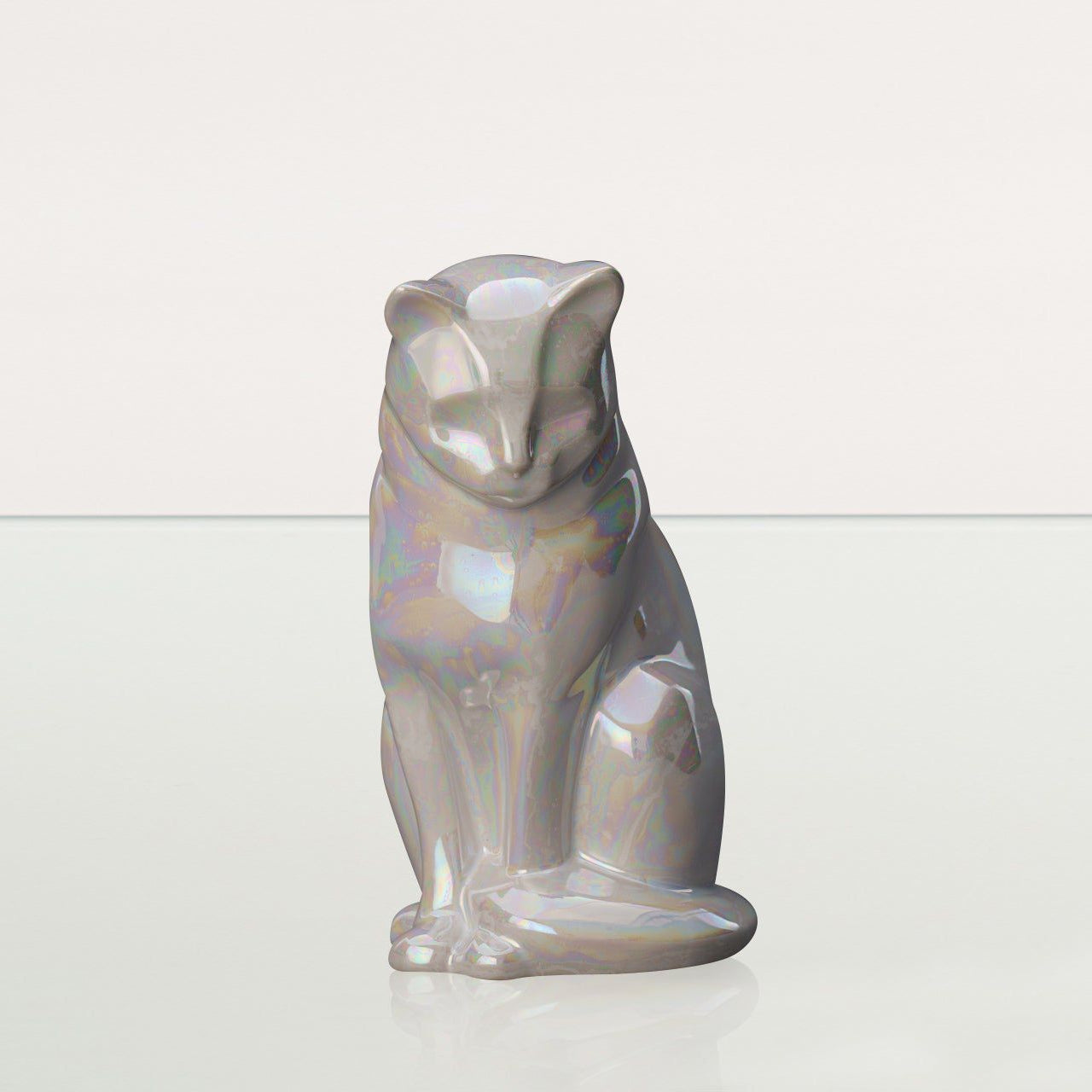 Neko Pet Urn for Ashes - Pearl White | Ceramic | Handmade Cat Urn - Pulvis Art Urns
