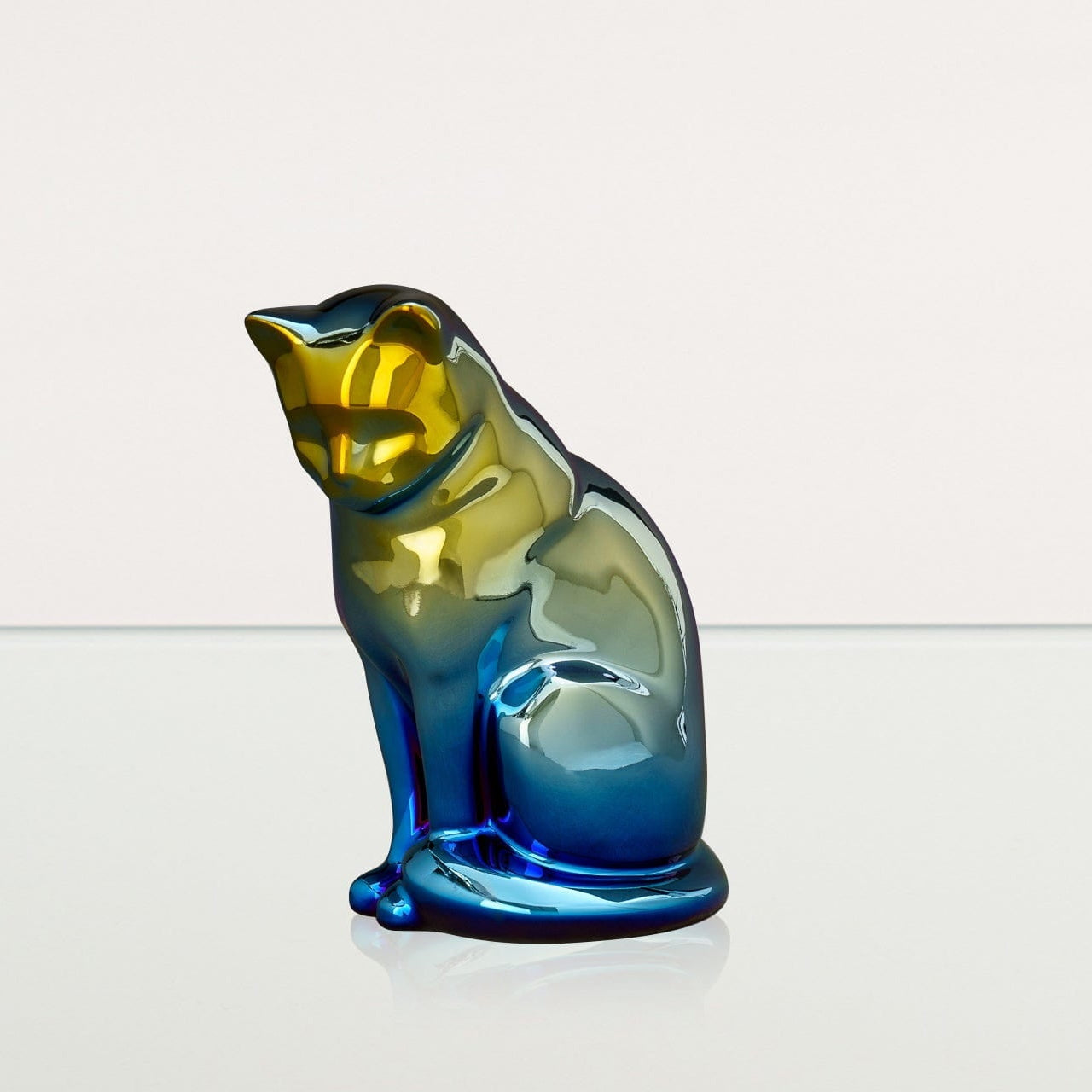 Neko Pet Urn for Ashes - Shiny Yellow | Ceramic | Handmade - Pulvis Art Urns