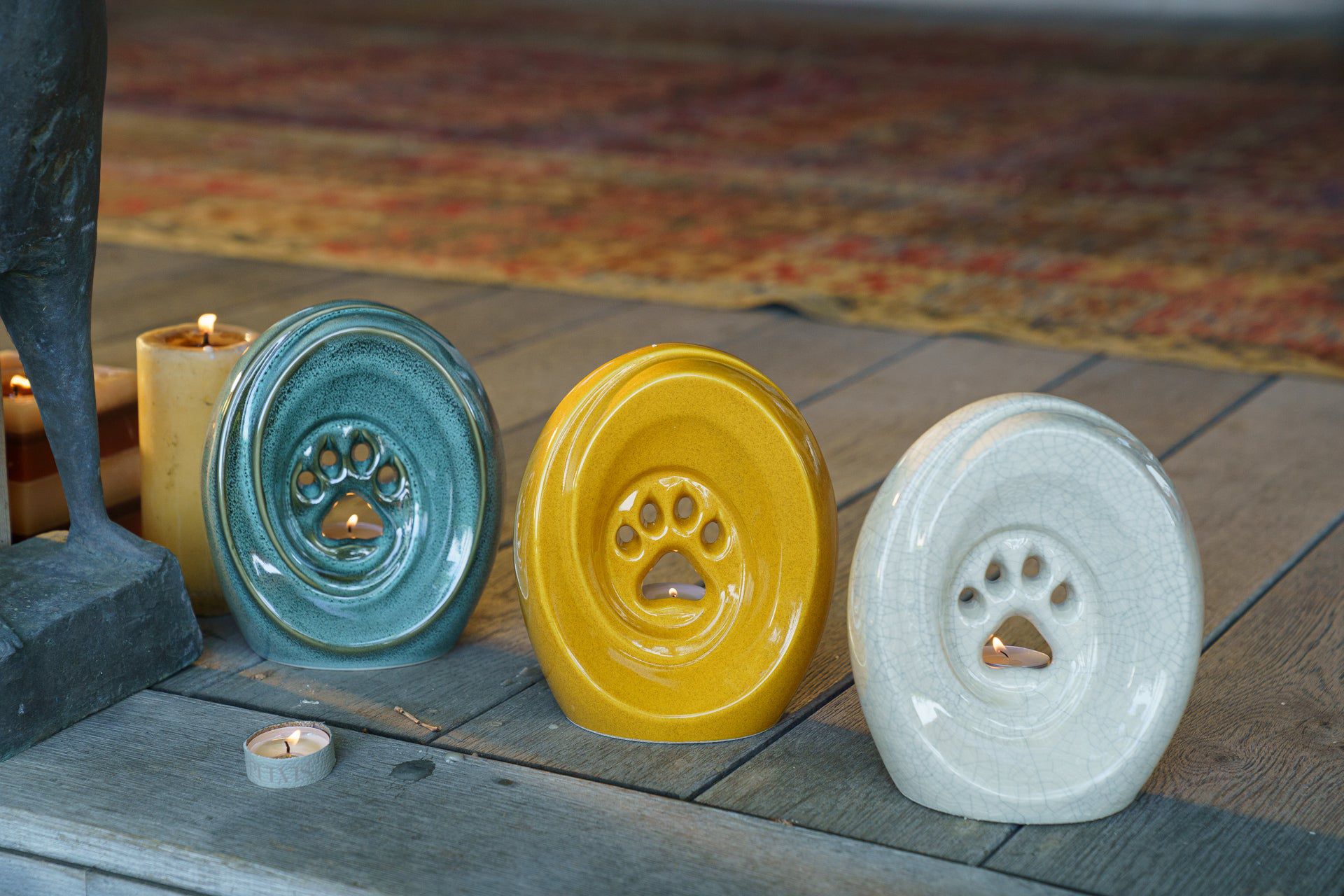 Paw Pet Urn for Ashes - Amber Yellow | Ceramic | Handmade Pet Urn - Pulvis Art Urns