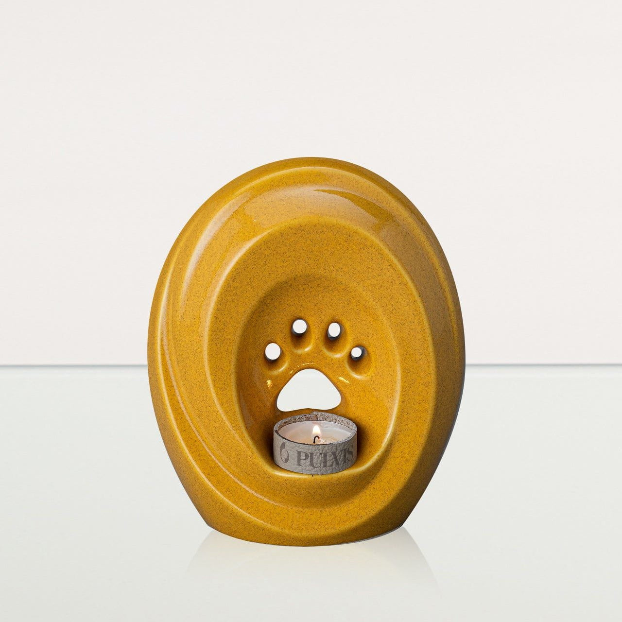 Paw Pet Urn for Ashes - Amber Yellow | Ceramic | Handmade Pet Urn - Pulvis Art Urns