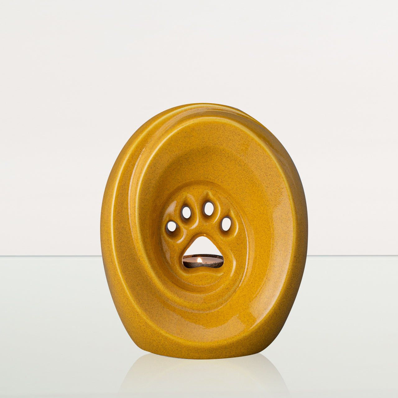 Paw Pet Urn for Ashes - Amber Yellow | Ceramic | Handmade Pet Urn - Pulvis Art Urns