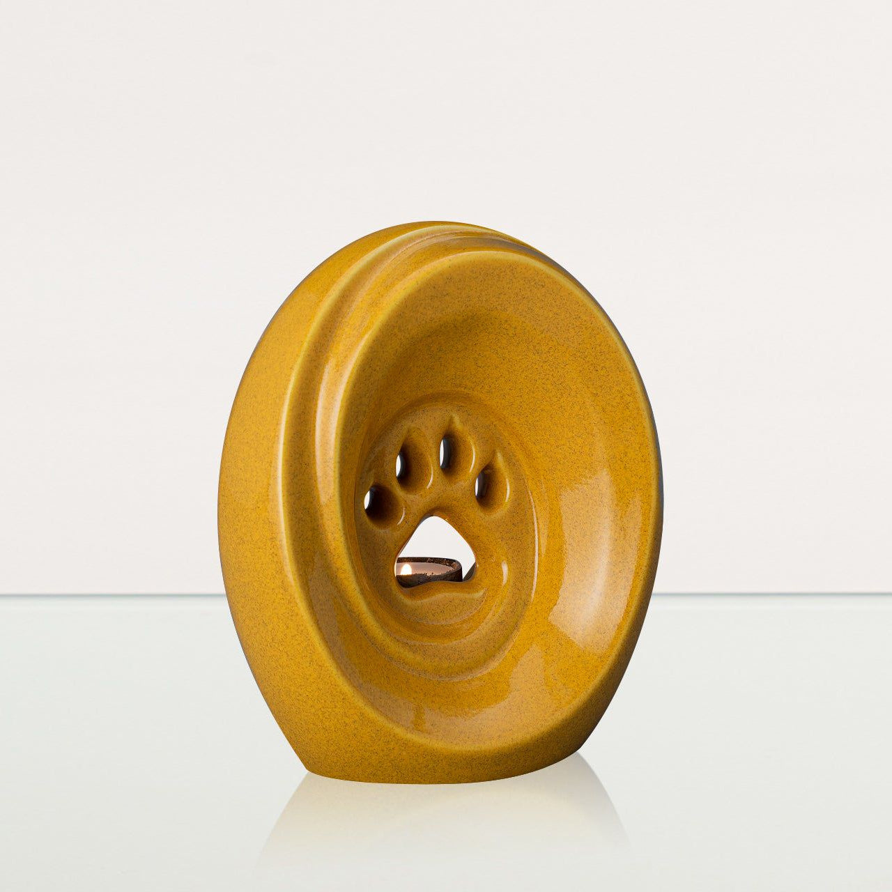 Paw Pet Urn for Ashes - Amber Yellow | Ceramic | Handmade Pet Urn - Pulvis Art Urns
