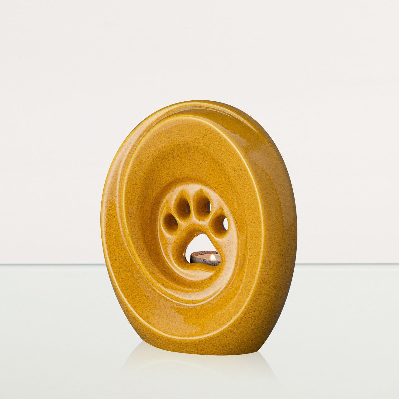 Paw Pet Urn for Ashes - Amber Yellow | Ceramic | Handmade Pet Urn - Pulvis Art Urns
