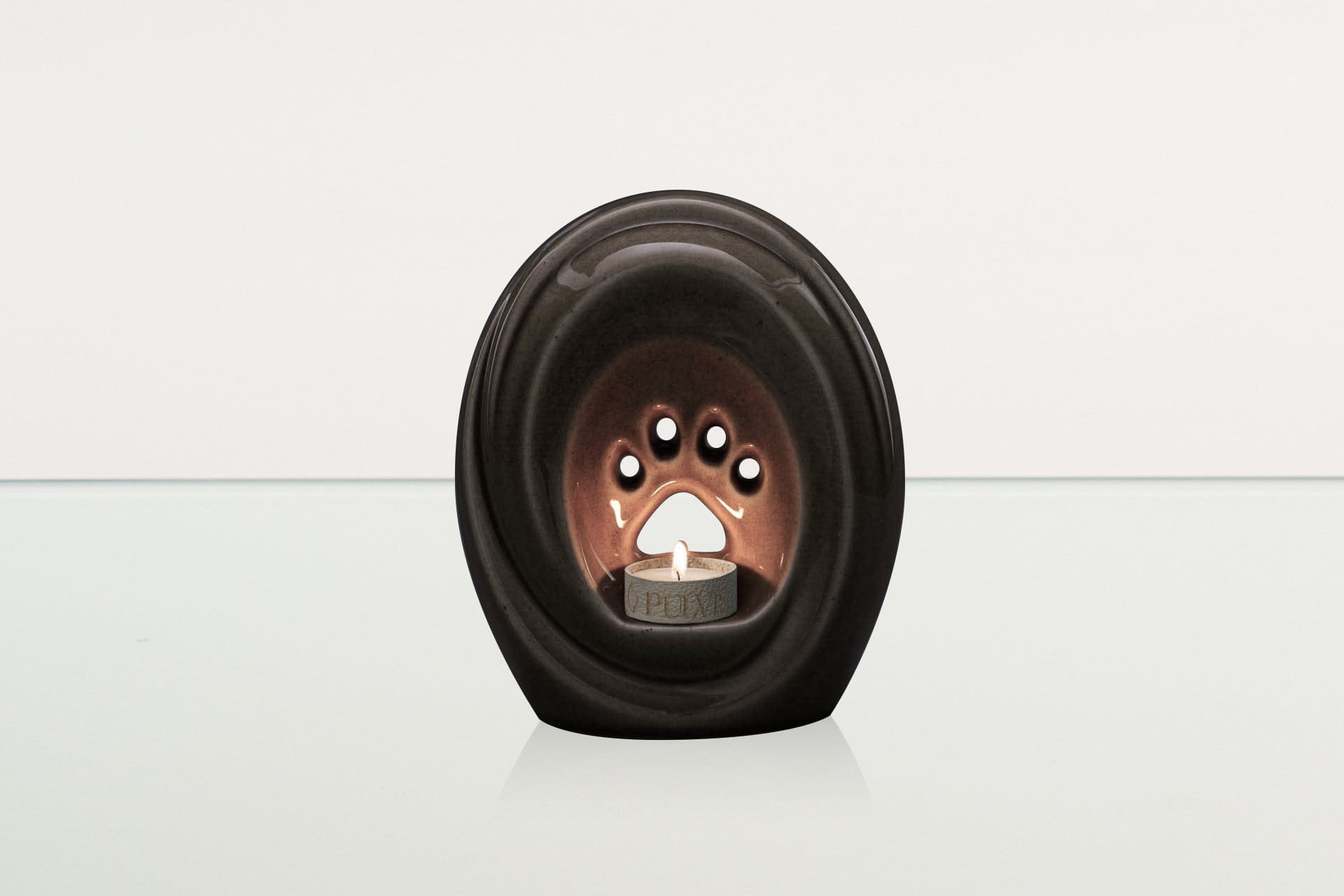 Paw Pet Urn for Ashes - Beige Grey | Ceramic | Handmade - Pulvis Art Urns