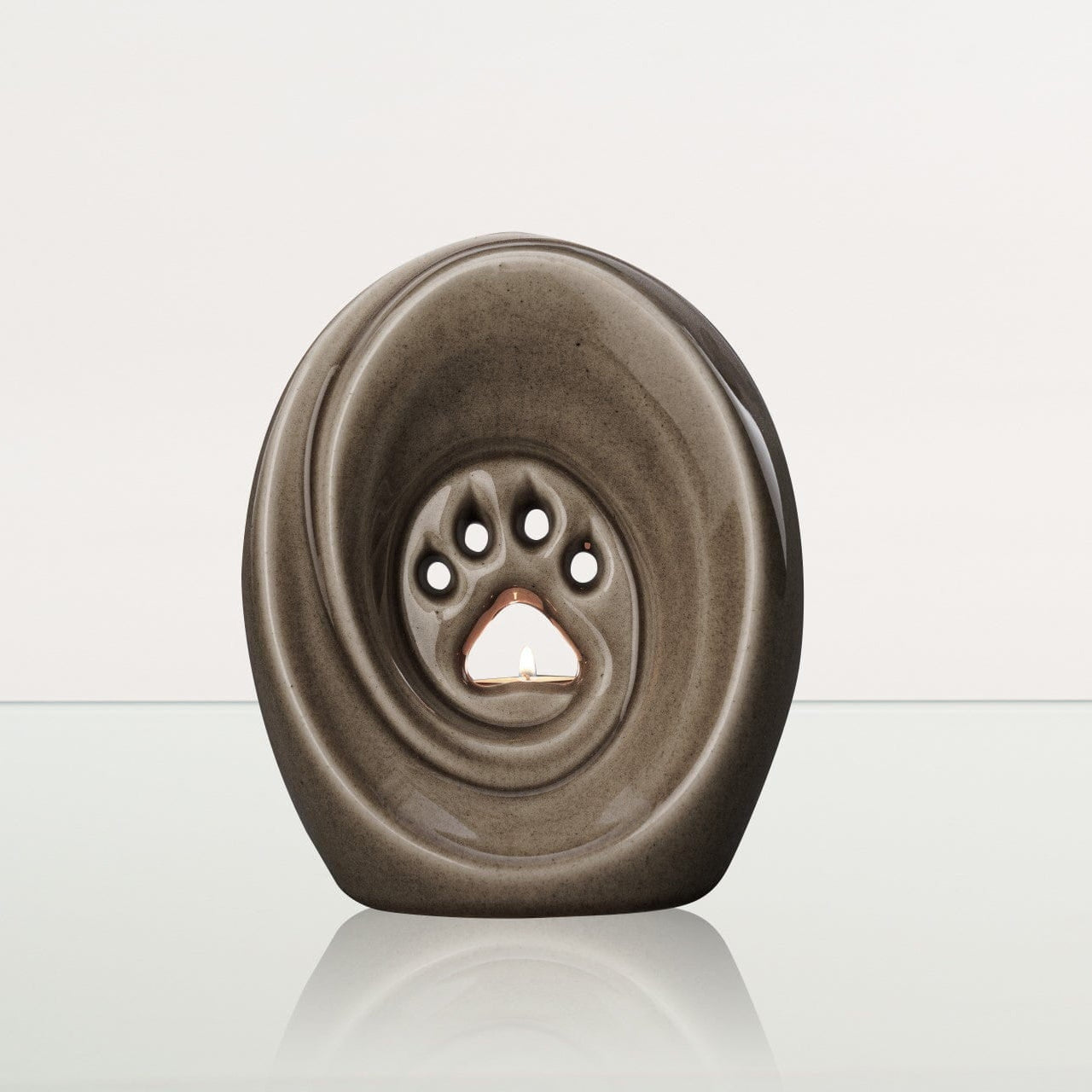 Paw Pet Urn for Ashes - Beige Grey | Ceramic | Handmade - Pulvis Art Urns