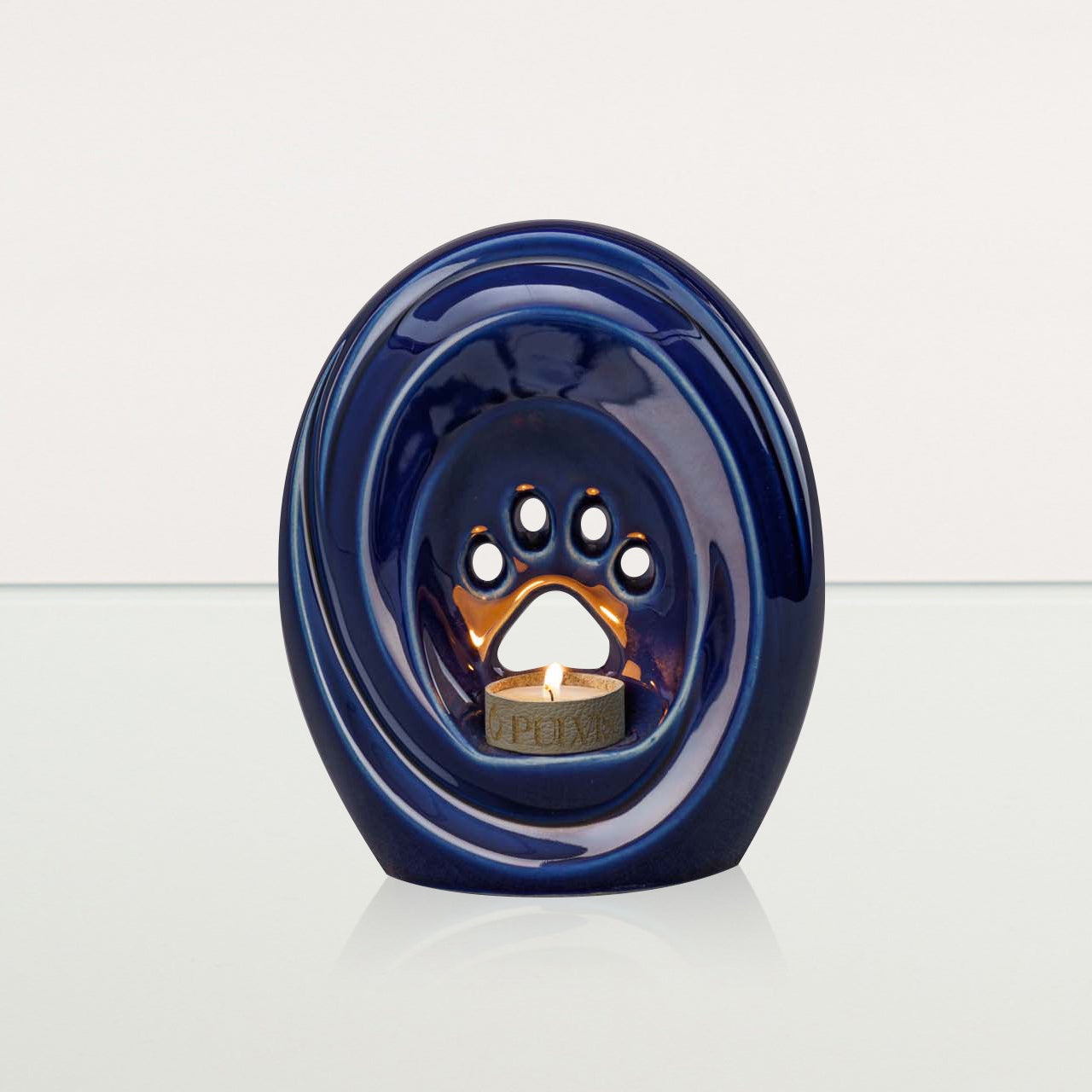 Paw Pet Urn for Ashes - Cobalt Metallic | Ceramic | Handmade Pet Urn - Pulvis Art Urns