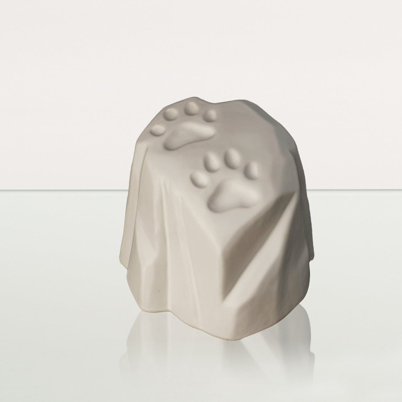 Paw Print Urn For Pet Ashes - White Matte | Ceramic Pet Urn - Pulvis Art Urns