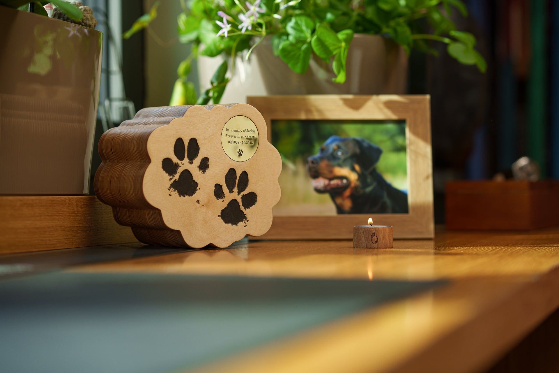 Paws from Heaven Pet Urn - Plywood | Handmade Pet Memorial - Pulvis Art Urns