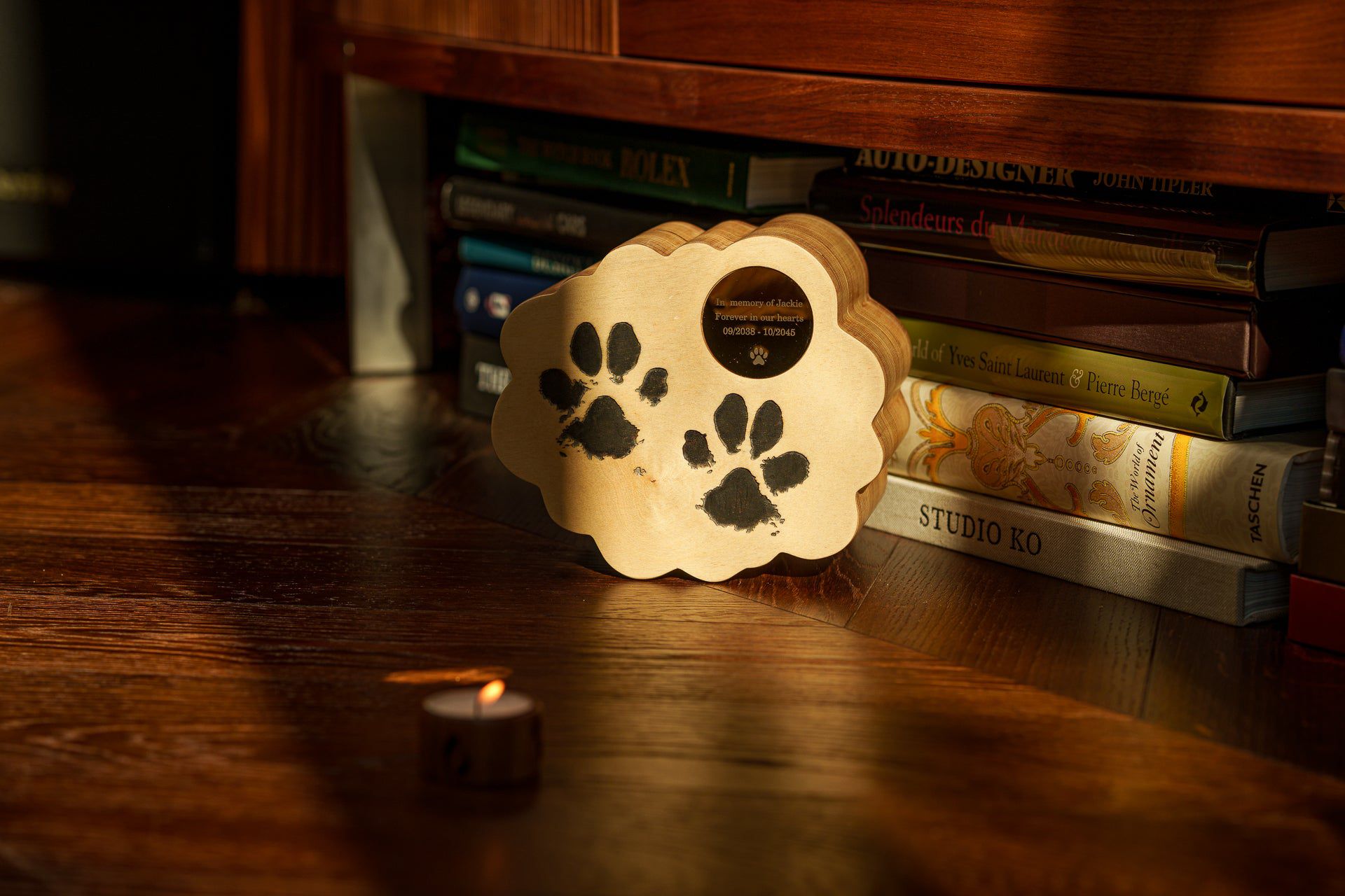 Paws from Heaven Pet Urn - Plywood | Handmade Pet Memorial - Pulvis Art Urns