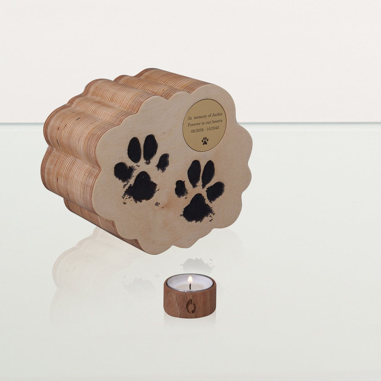 Paws from Heaven Pet Urn - Plywood | Handmade Pet Memorial - Pulvis Art Urns