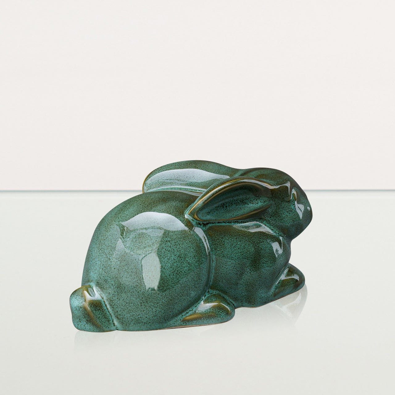 Rabbit Urn For Ashes - Oily Green Melange | Ceramic Bunny Urn - Pulvis Art Urns