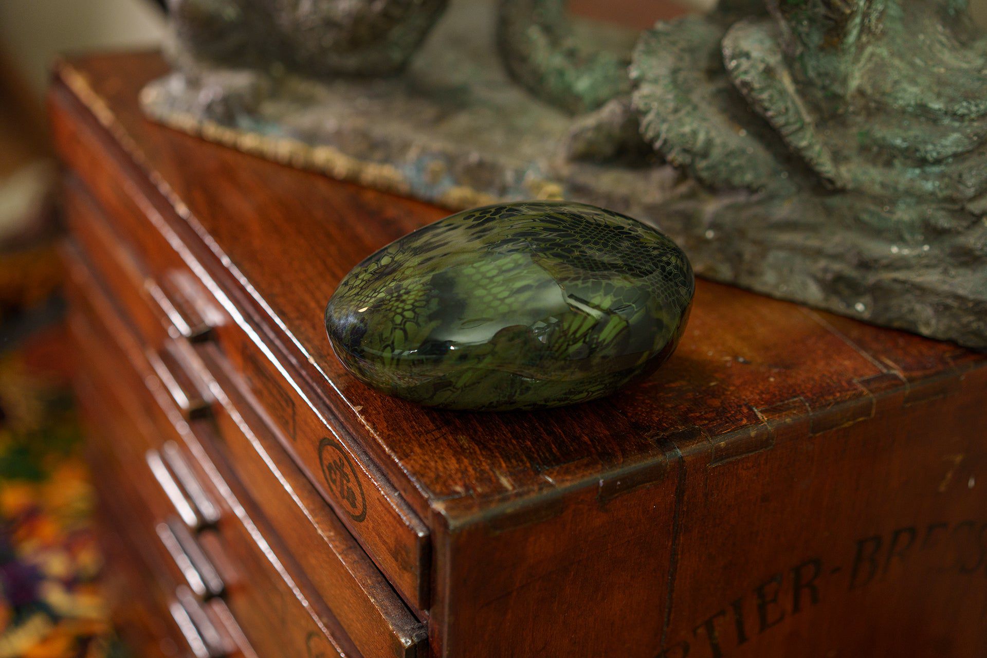 Reptile Pet Urn - Dark Green | Ceramic | HydroGraphics - Pulvis Art Urns