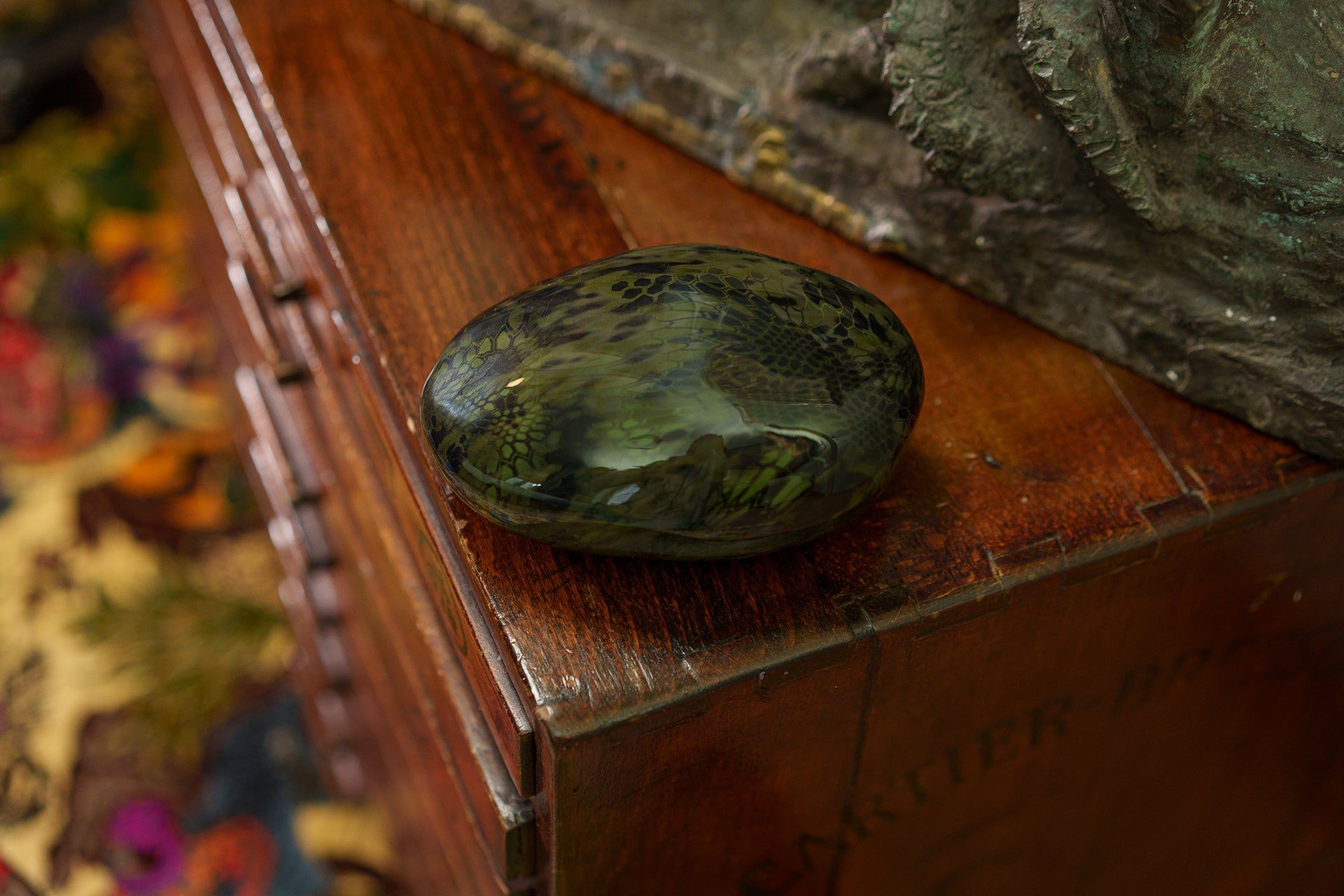 Reptile Pet Urn - Dark Green | Ceramic | HydroGraphics - Pulvis Art Urns