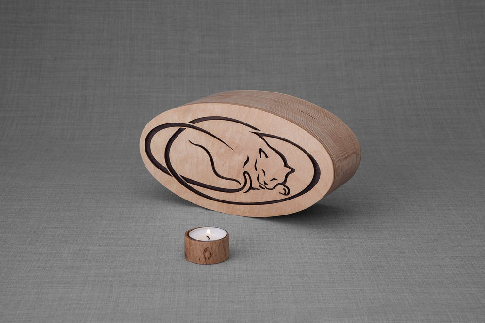 Pulvis Art Urns Pet Urn Resting Cat Cremation Urn - Plywood | Handmade