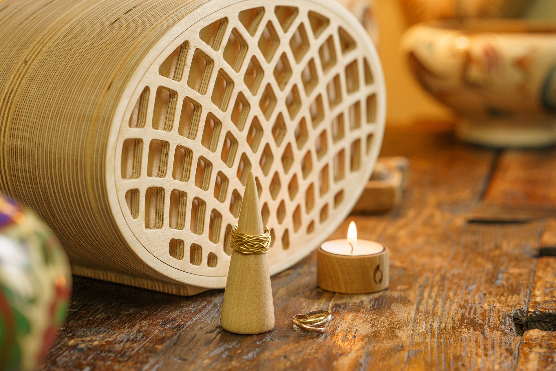 Wooden Ring Cone - Handmade | Genuine Walnut - Pulvis Art Urns