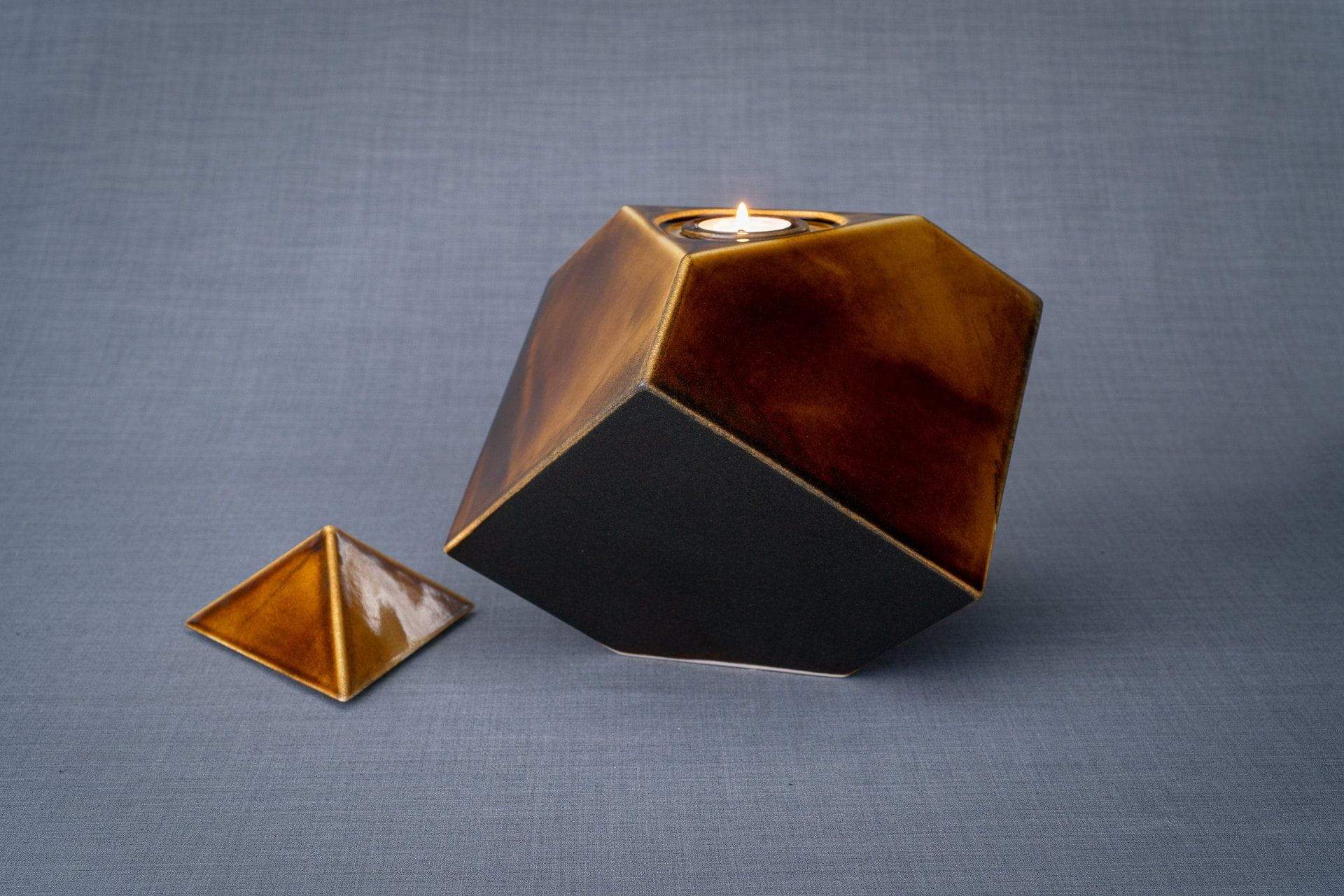 Abstract Handmade Cremation Urn for Ashes - Large | Rusty Brown | Ceramic - Pulvis Art Urns