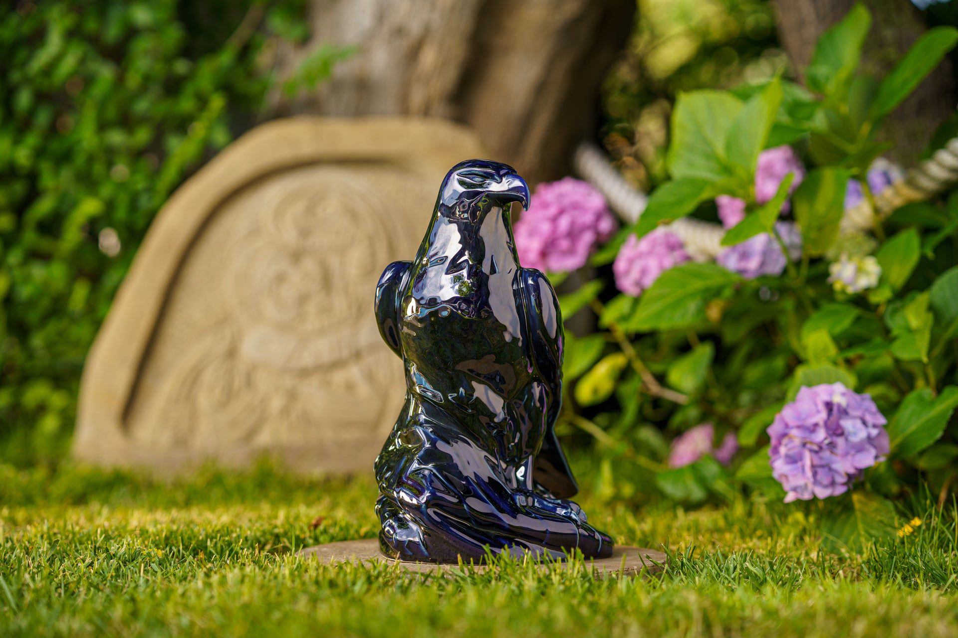 Aquilae Military Memorial For Cremation Ashes - Large | Cobalt Metallic | Ceramic Urn - Pulvis Art Urns