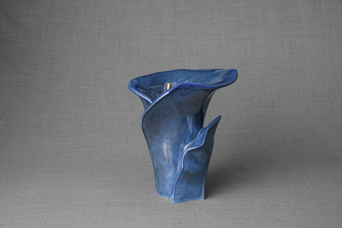 Calla Flower Memorial Urn for Ashes Medium Blue Melange