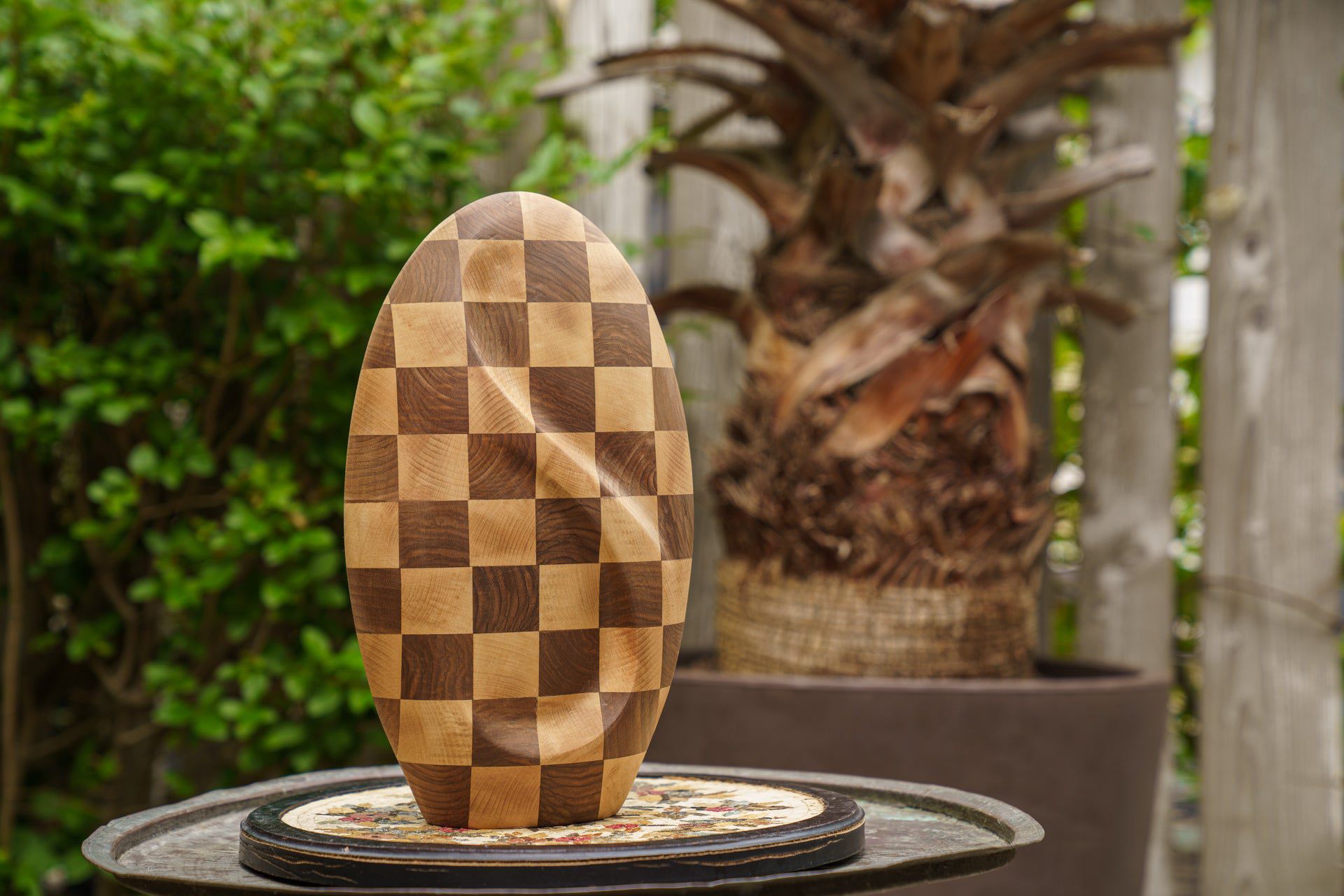 Checked Wooden Urn "Eternity" - Genuine Walnut & Beech Urn - Pulvis Art Urns