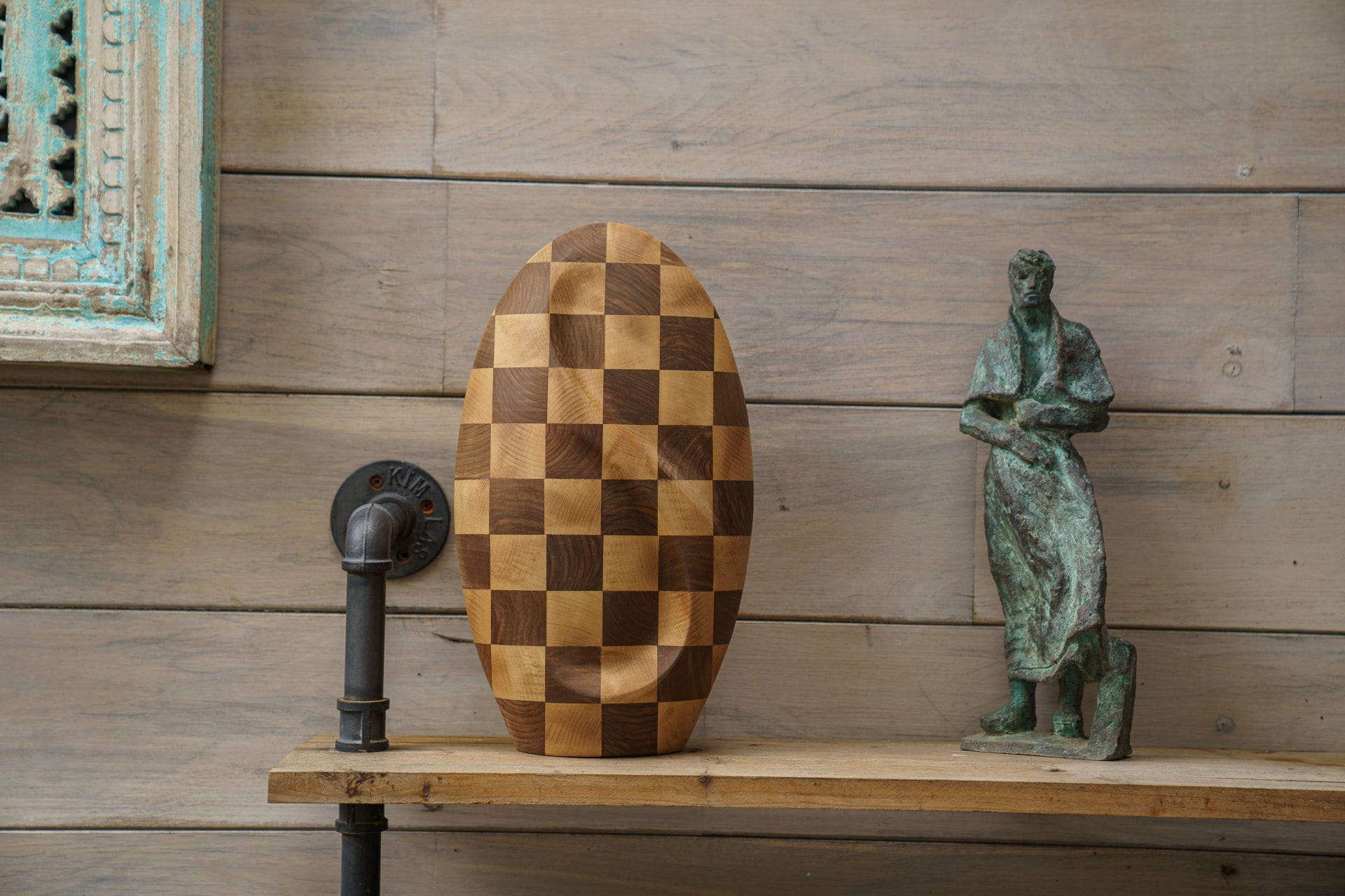 Checked Wooden Urn "Eternity" - Genuine Walnut & Beech Urn - Pulvis Art Urns