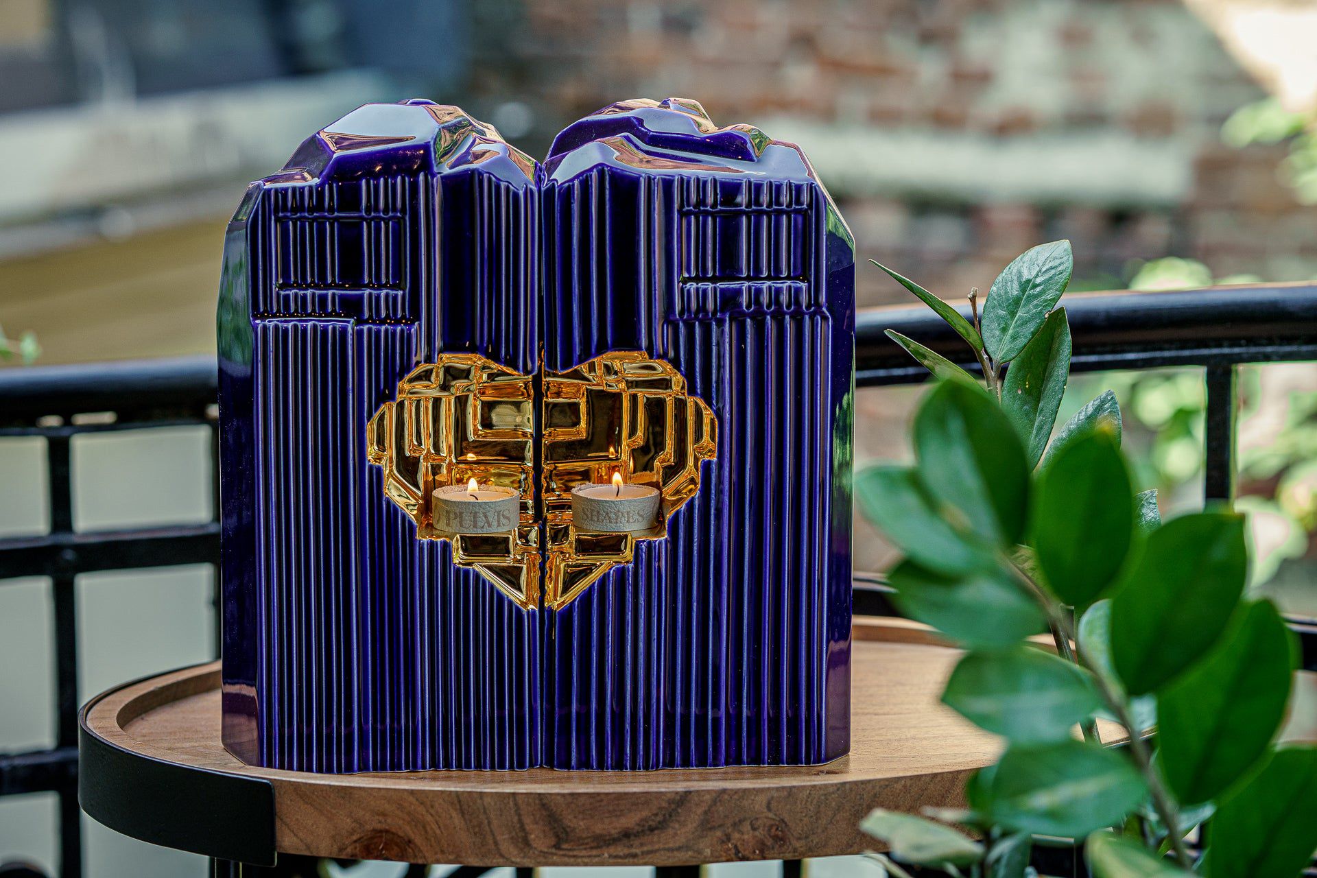 Cremation Candle Urn for Ashes "Heart" - Large | Blue Night | Ceramic Urn - Pulvis Art Urns