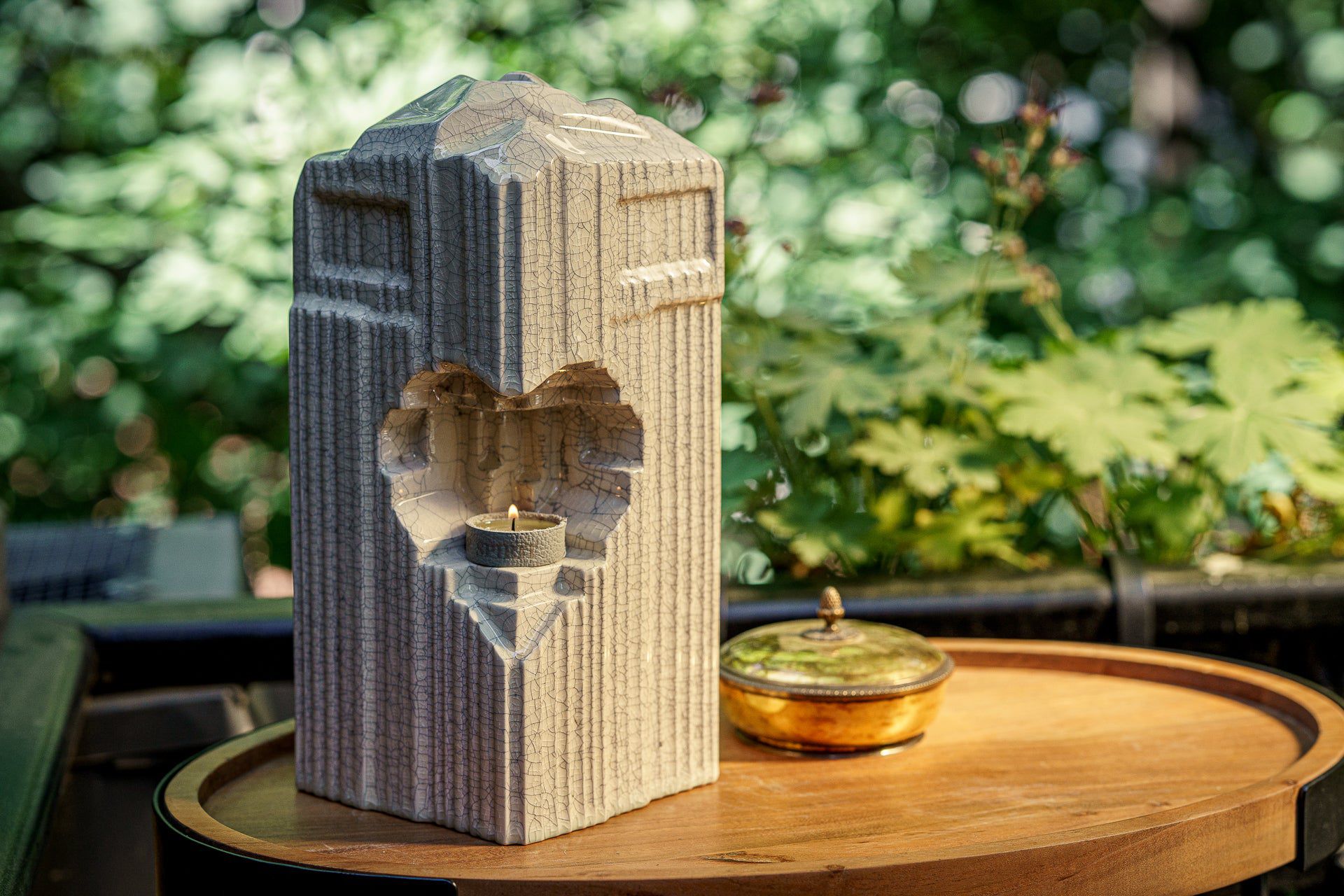 Cremation Candle Urn for Ashes "Heart" - Large | Craquelure | Ceramic Urn - Pulvis Art Urns