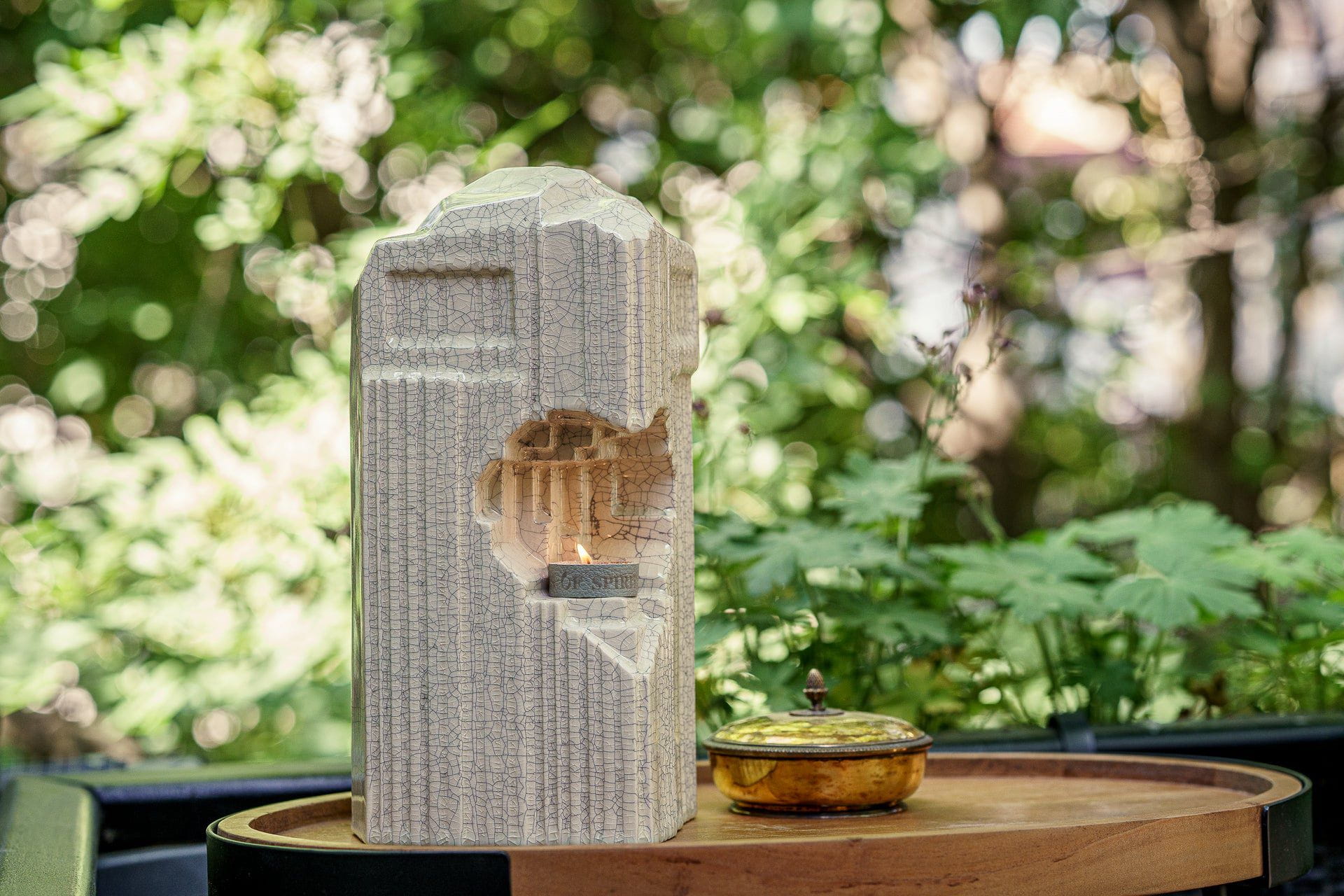 Cremation Candle Urn for Ashes "Heart" - Large | Craquelure | Ceramic Urn - Pulvis Art Urns