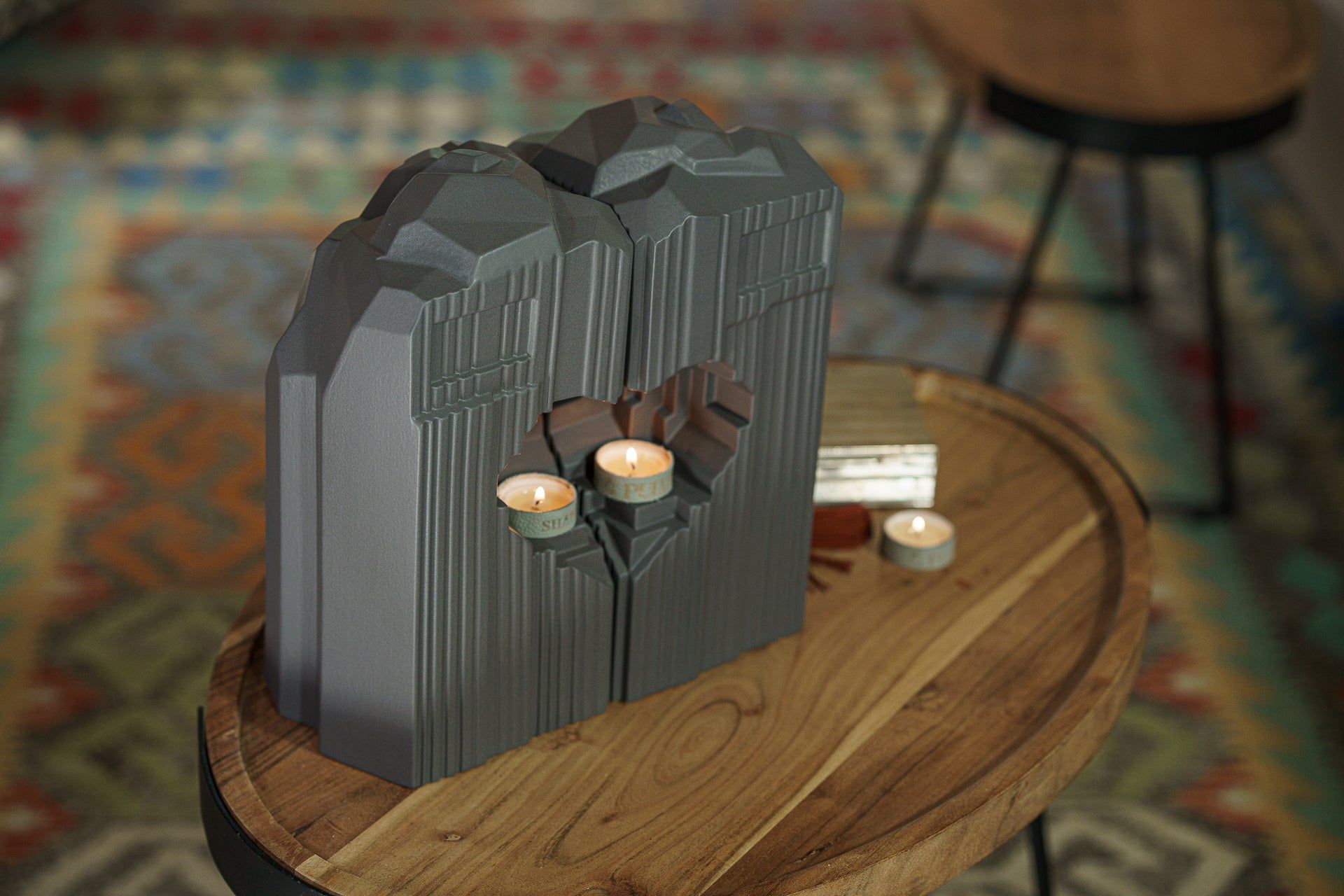 Cremation Candle Urn for Ashes "Heart" - Large Urn | Grey Matte | Ceramic - Pulvis Art Urns