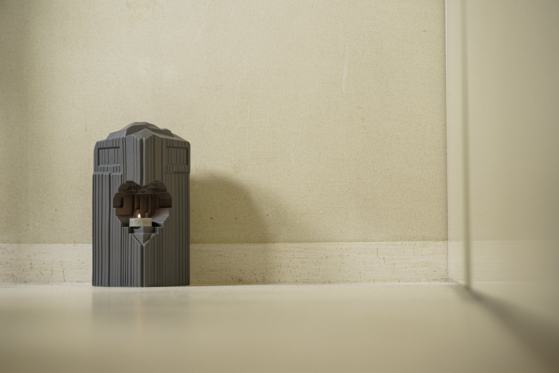 Cremation Candle Urn for Ashes "Heart" - Large Urn | Grey Matte | Ceramic - Pulvis Art Urns