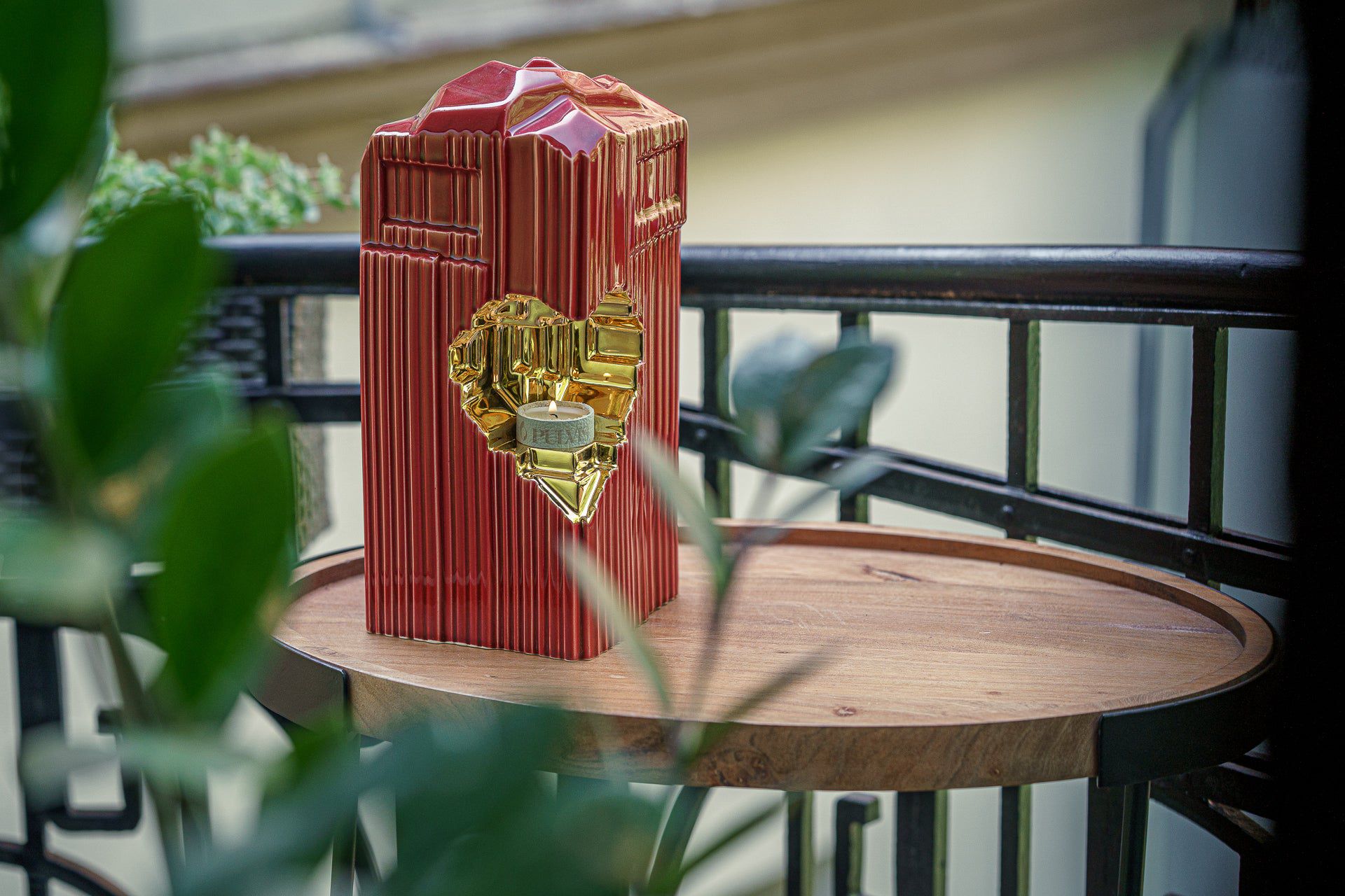 Cremation Candle Urn for Ashes "Heart" - Large | Red | Ceramic Urn - Pulvis Art Urns