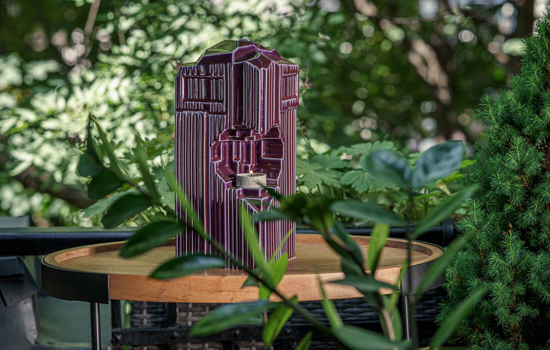 Cremation Candle Urn for Ashes "Heart" - Large | Violet | Ceramic Urn - Pulvis Art Urns