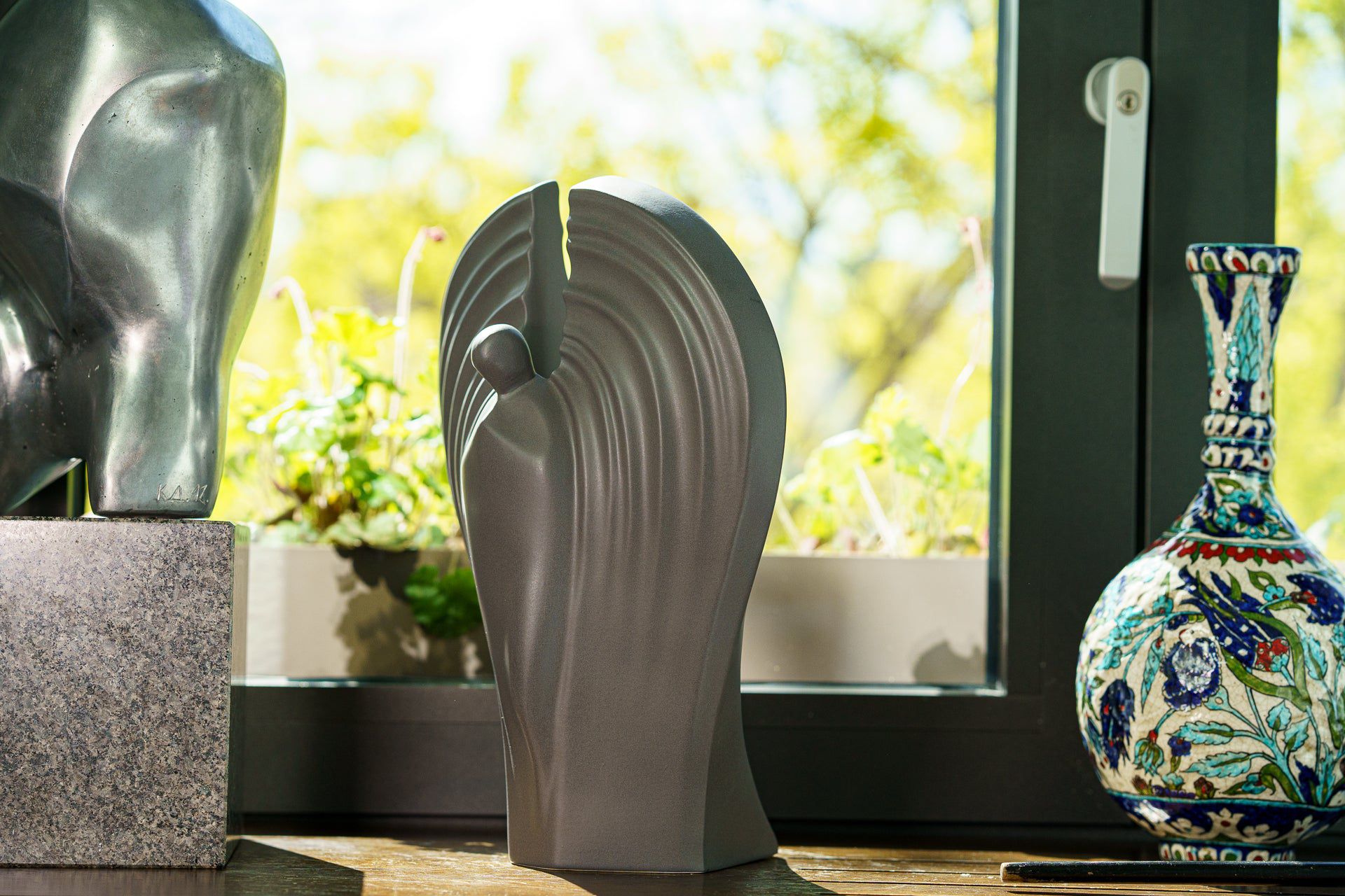 Guardian Handmade Cremation Urn for Ashes - Large | Gray Matte | Ceramic Urn - Pulvis Art Urns