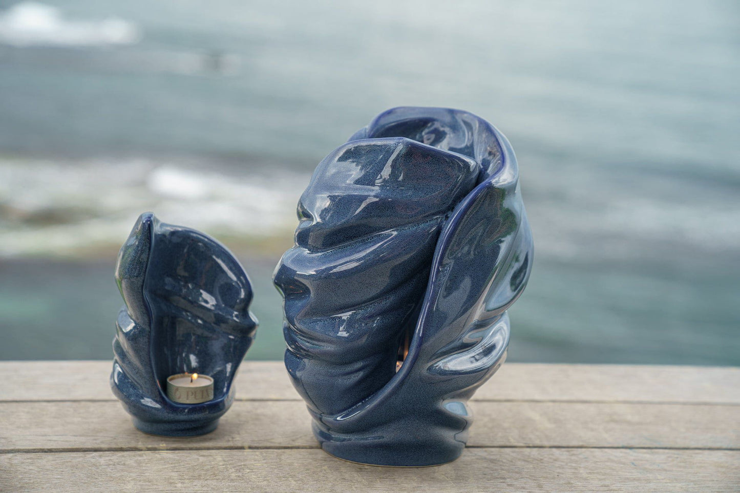 
                  
                    Pulvis Art Urns Adult Size Urn Handmade Cremation Urn for Ashes "Light" - Large | Blue Melange | Ceramic
                  
                