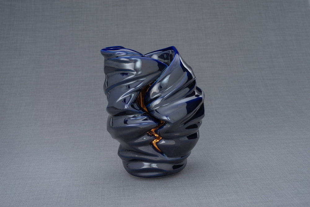 Pulvis Art Urns Adult Size Urn Handmade Cremation Urn for Ashes "Light" - Large | Cobalt Metallic | Ceramic