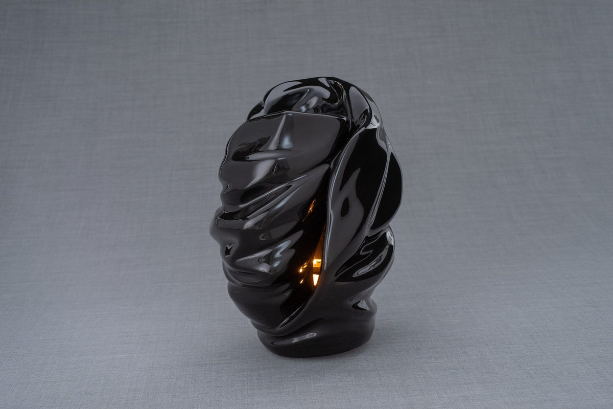 Light Handmade Cremation Urn for Ashes, color Lamp Black, Large