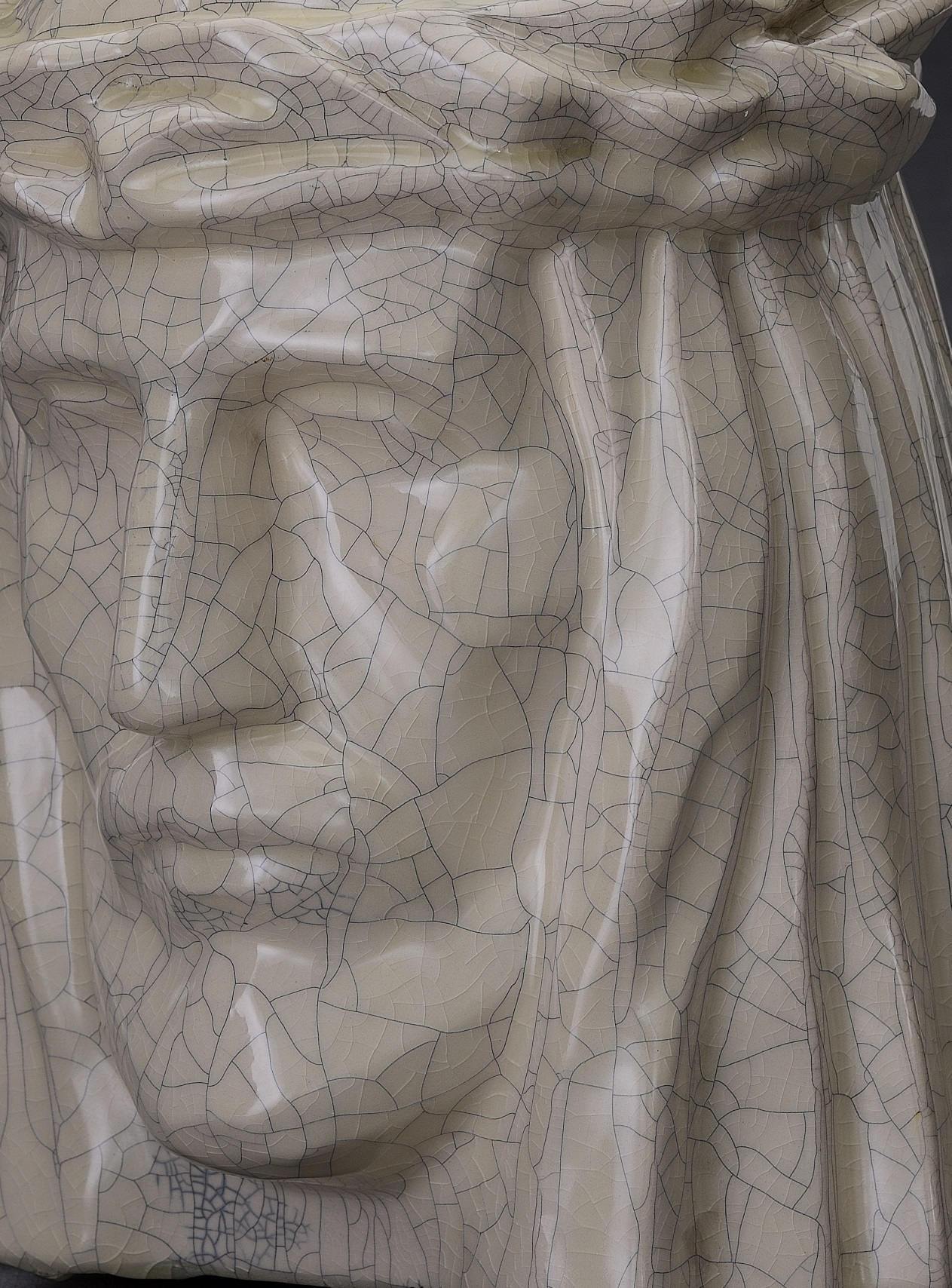 Handmade Cremation Urn for Ashes "The Christ" - Large | Craquelure | Ceramic Urn - Pulvis Art Urns