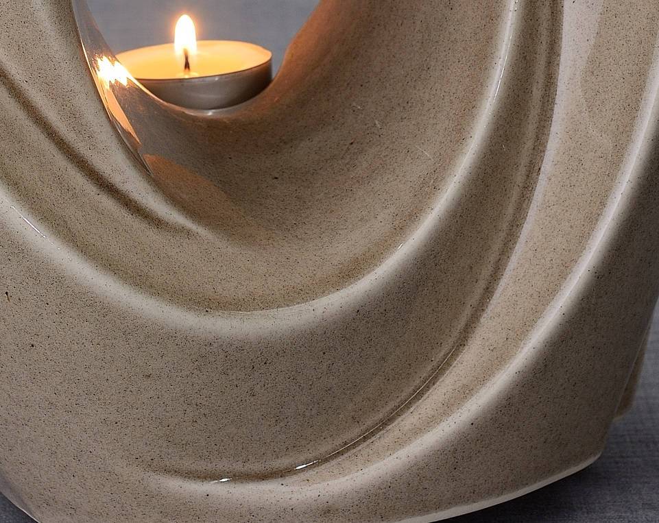 Handmade Cremation Urn for Ashes "The Passage" - Large Urn | Beige Grey | Ceramic - Pulvis Art Urns