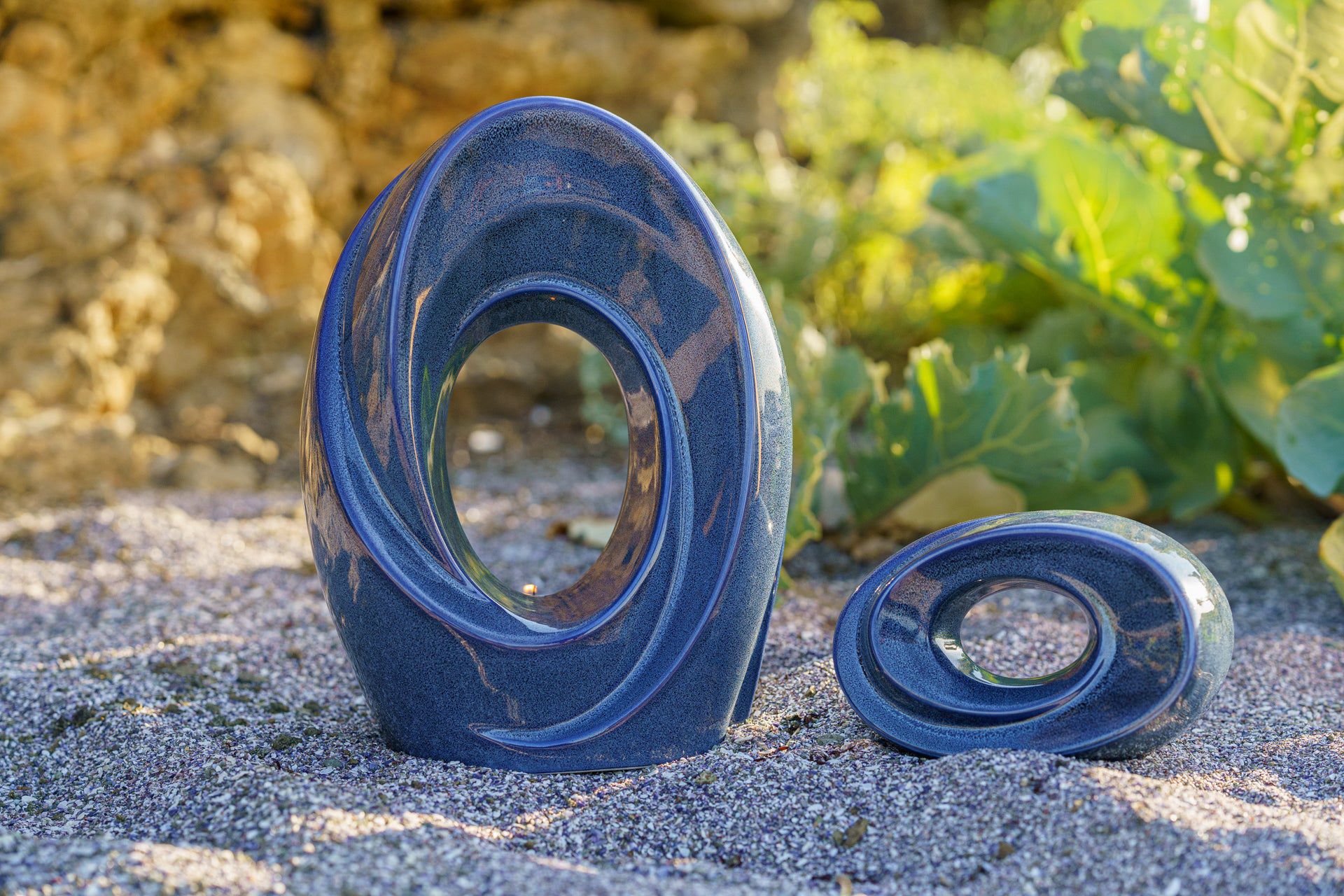 Handmade Cremation Urn for Ashes "The Passage" - Large Ceramic Urn | Blue Melange - Pulvis Art Urns