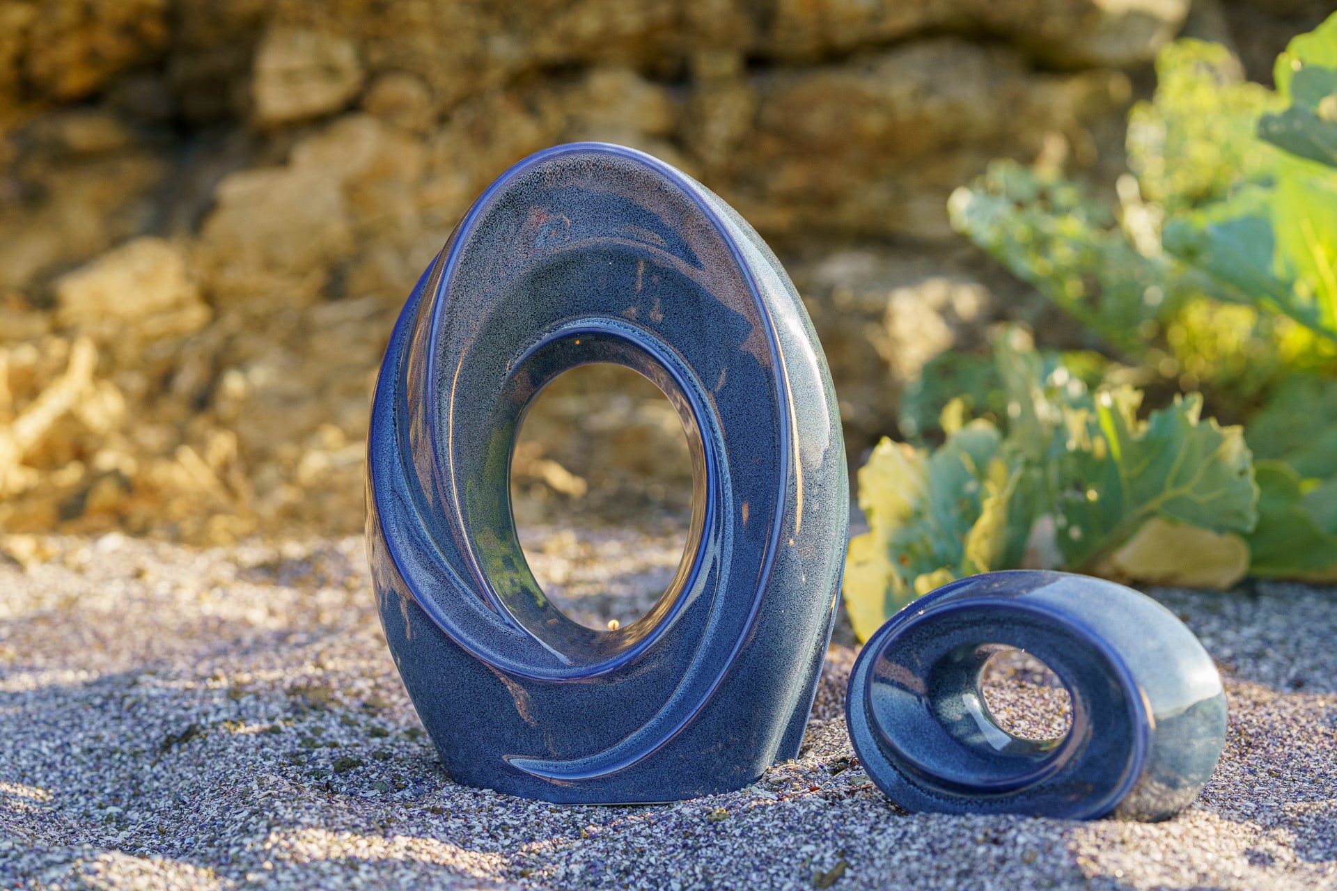 Handmade Cremation Urn for Ashes "The Passage" - Large Ceramic Urn | Blue Melange - Pulvis Art Urns