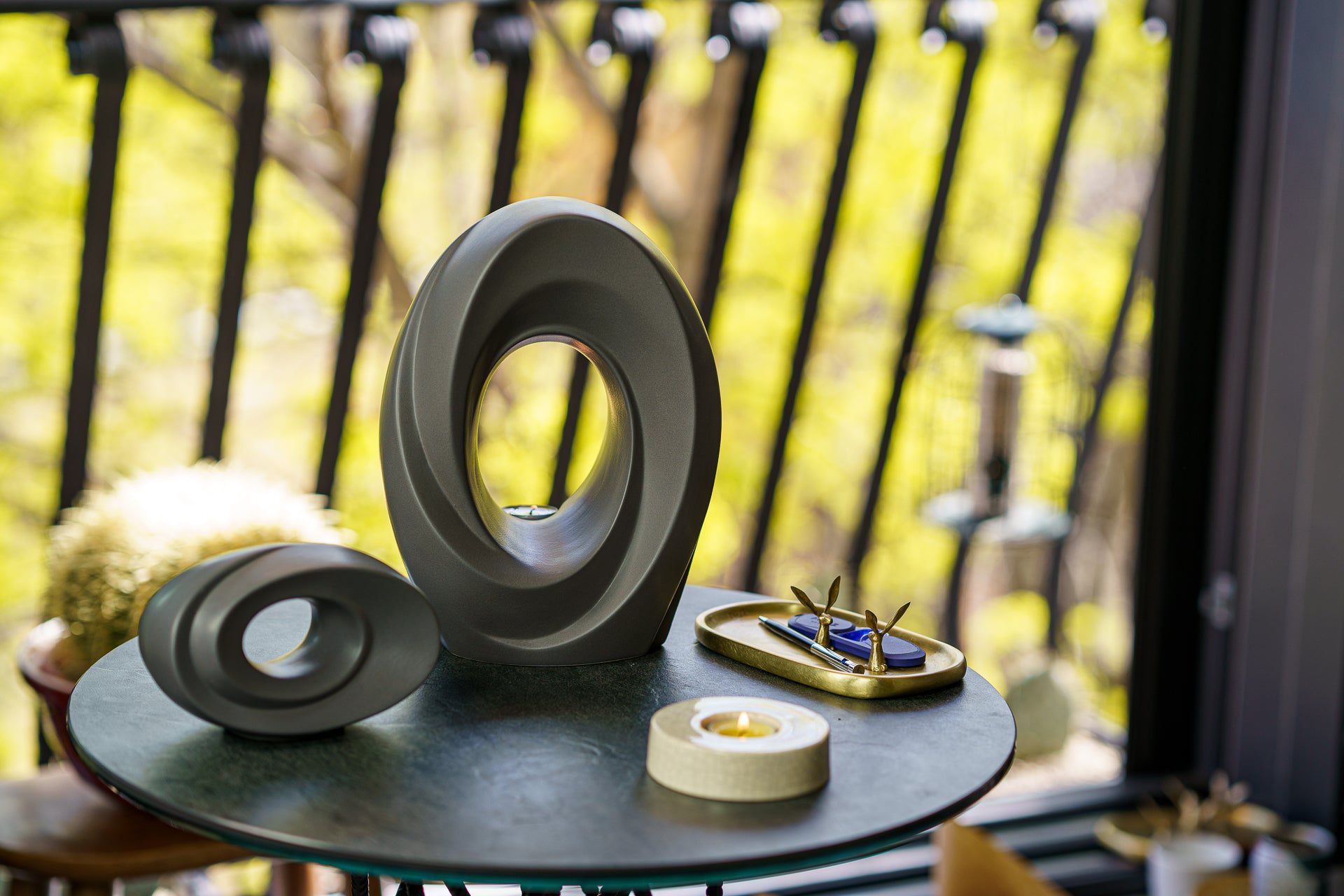 Handmade Cremation Urn for Ashes "The Passage" - Large Urn | Gray Matte | Ceramic - Pulvis Art Urns