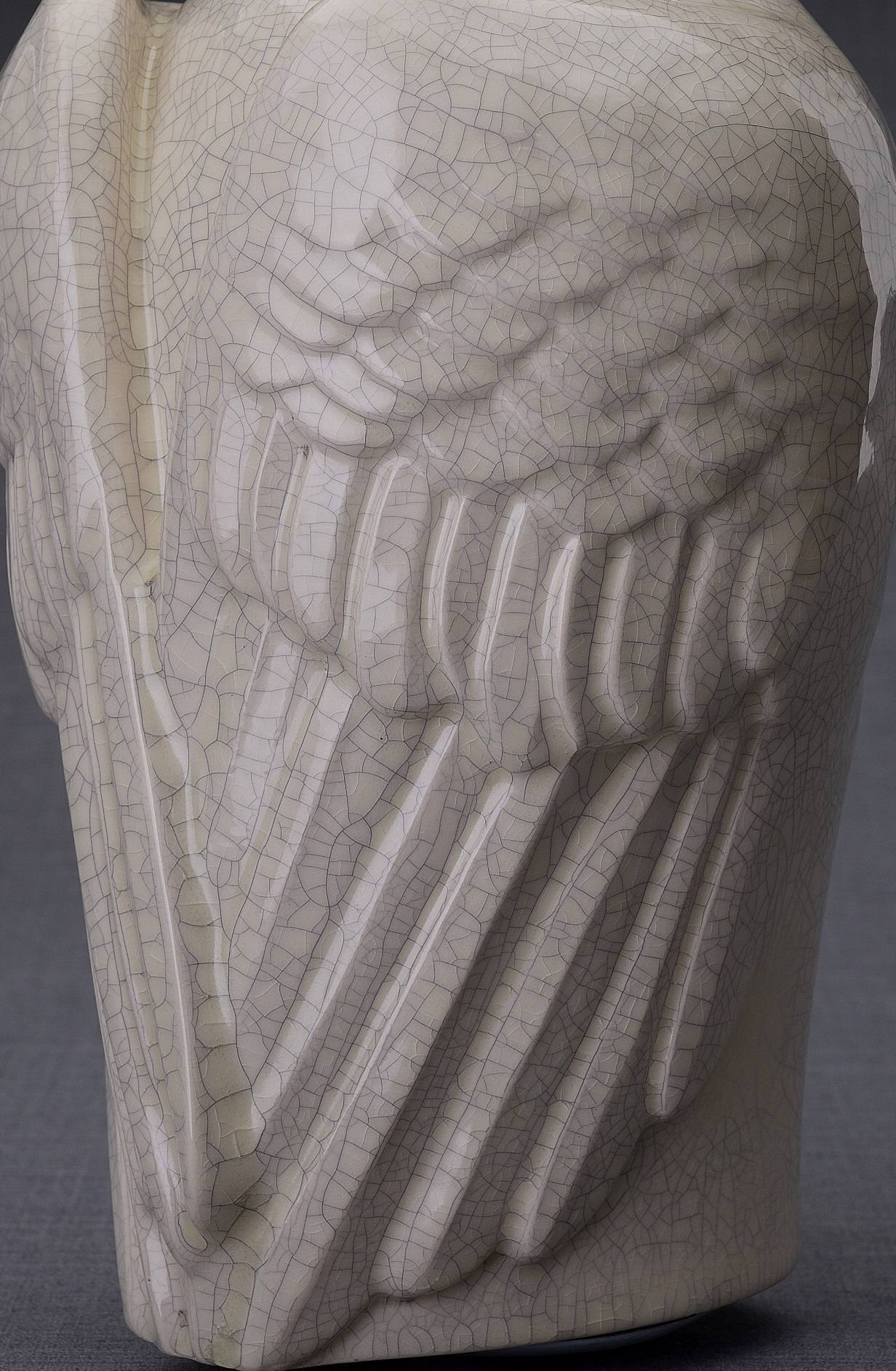 Handmade Cremation Urn for Ashes "Wings" - Large | Craquelure | Ceramic Urn - Pulvis Art Urns