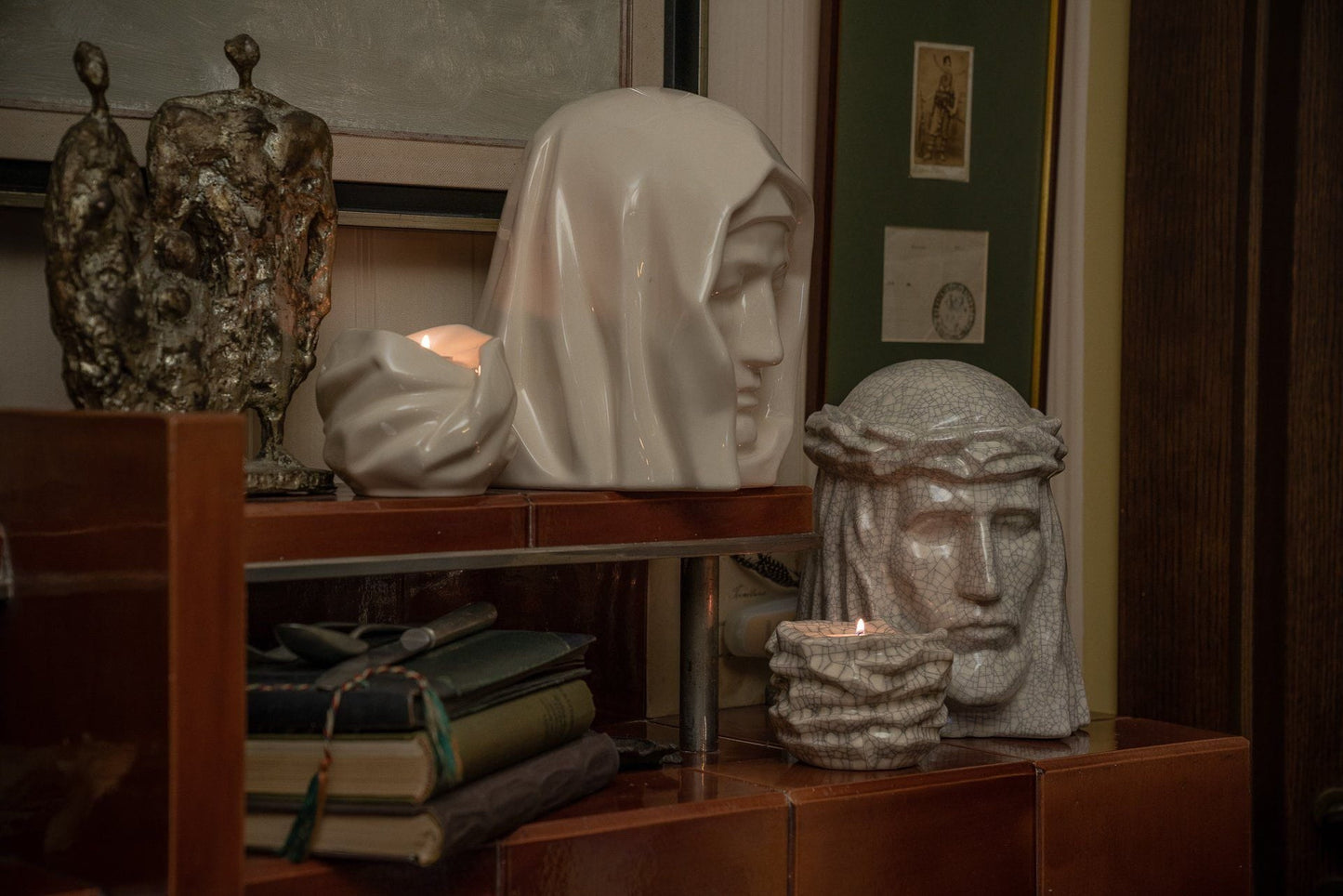 Set of Cremation Urns for Ashes - The Holy Mother ( Large urn + Keepsake)-Pulvis Art Urns