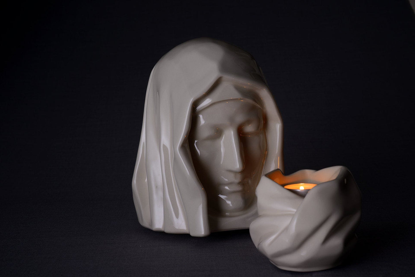 Set of Cremation Urns for Ashes - The Holy Mother ( Large urn + Keepsake)-Pulvis Art Urns