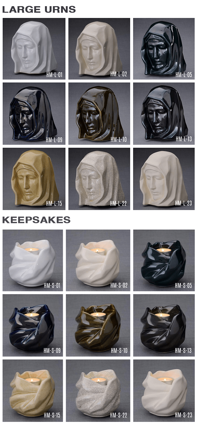 Set of Art Urns for Ashes "The Holy Mother" - (Large urn + Keepsake) - Pulvis Art Urns