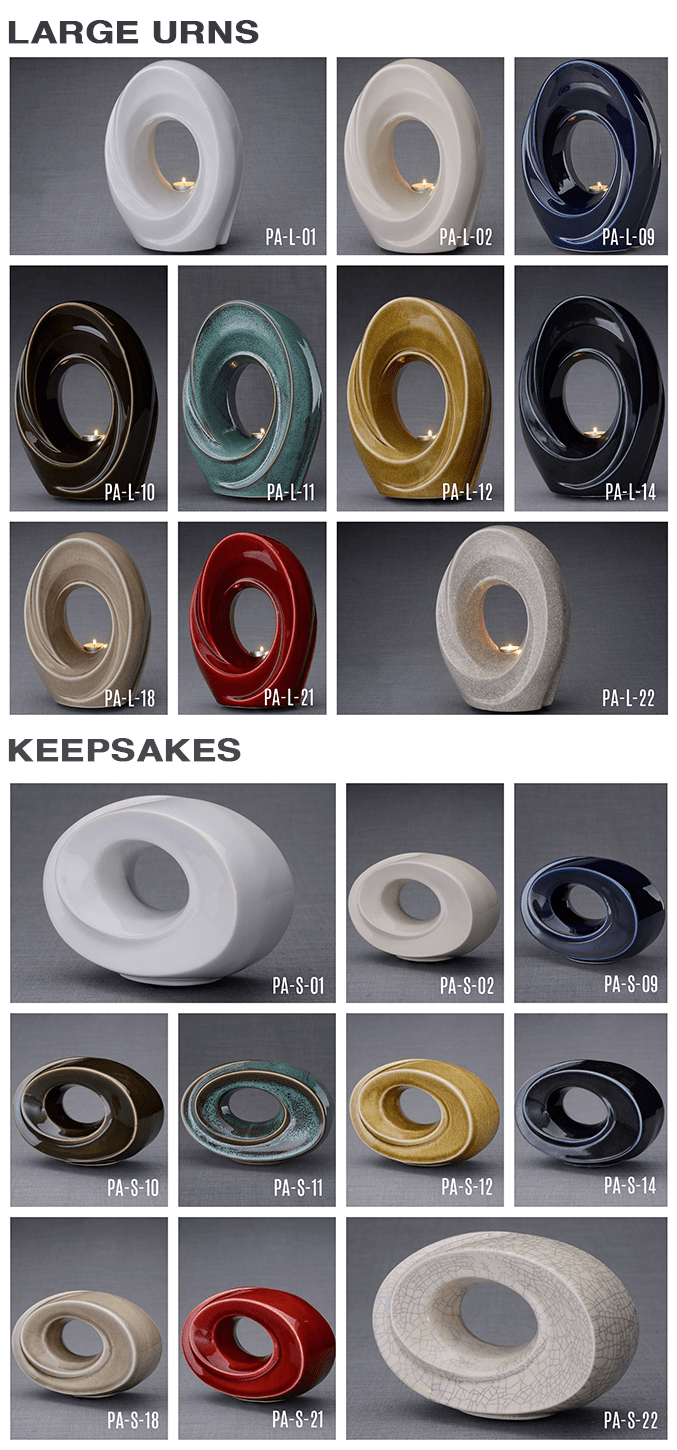 Set of Art Urns for Ashes "The Passage" - (Large urn + Keepsake) - Pulvis Art Urns